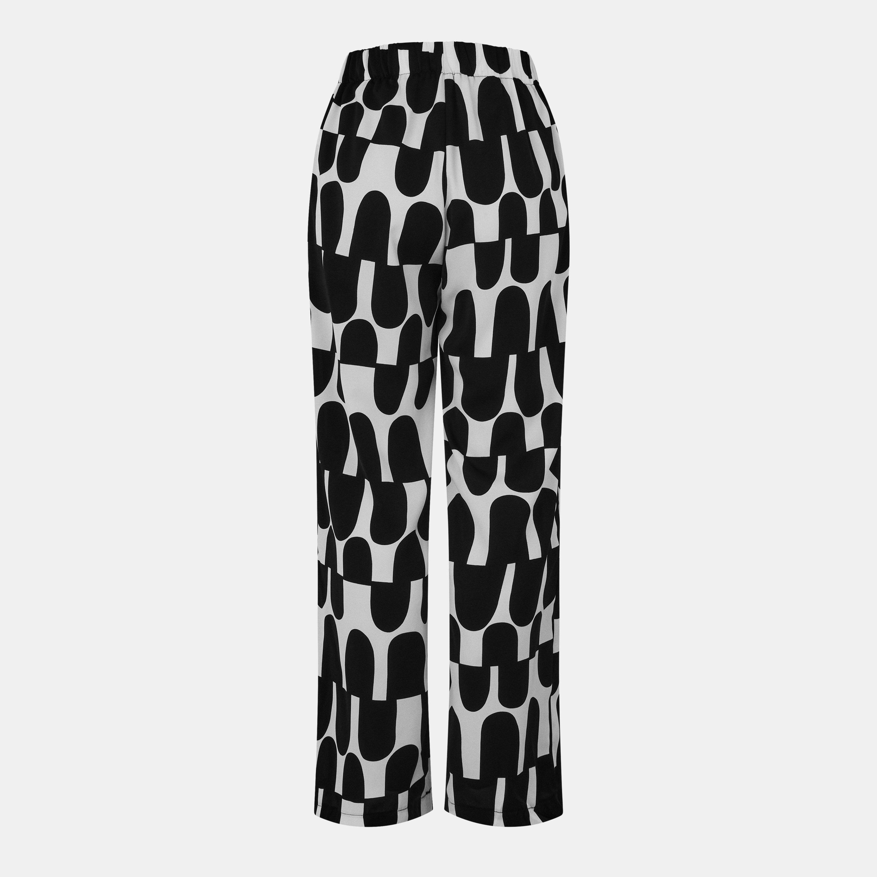 Multi - AX Paris - Black And Cream Printed Geometric Trousers - 2