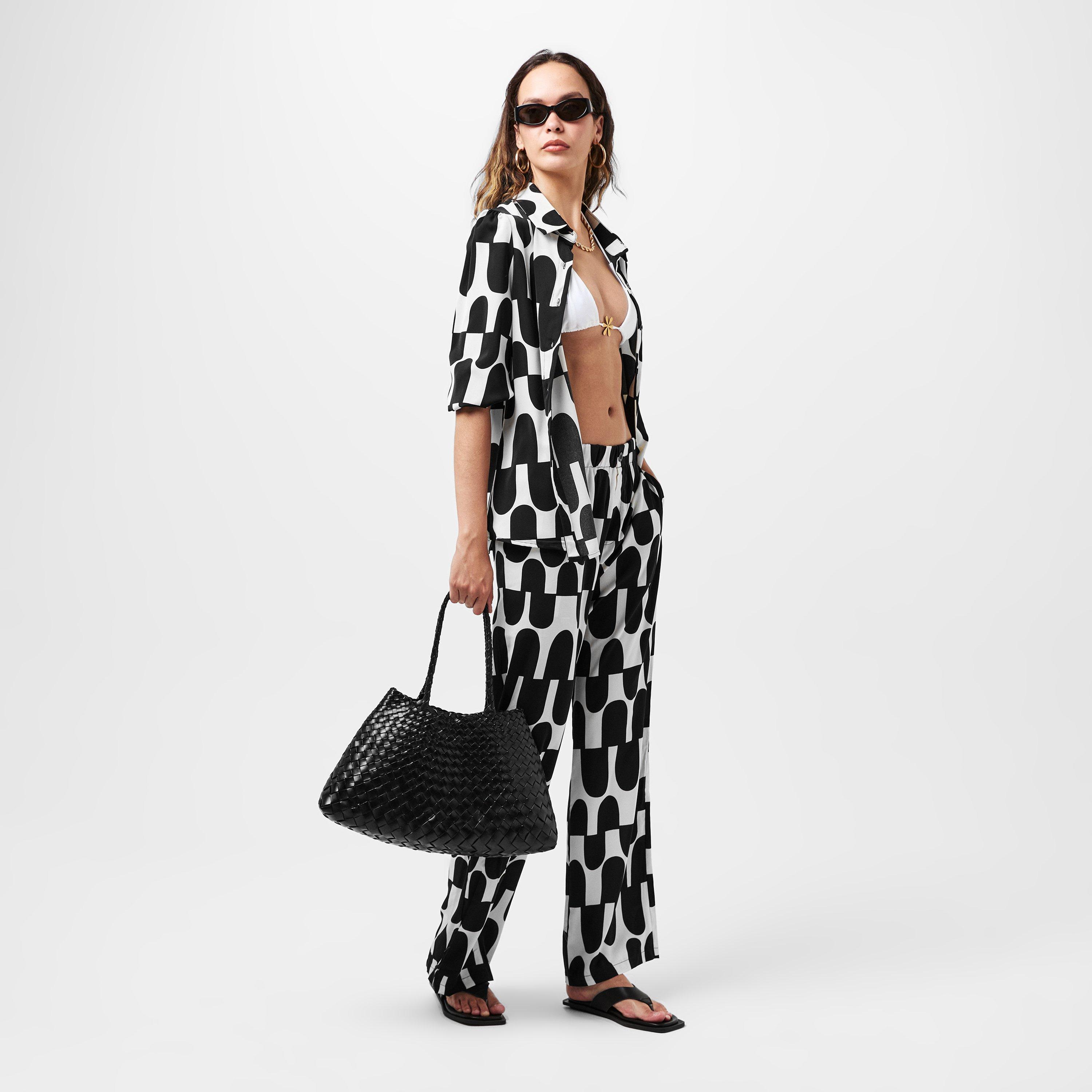 Multi - AX Paris - Black And Cream Printed Geometric Trousers - 6