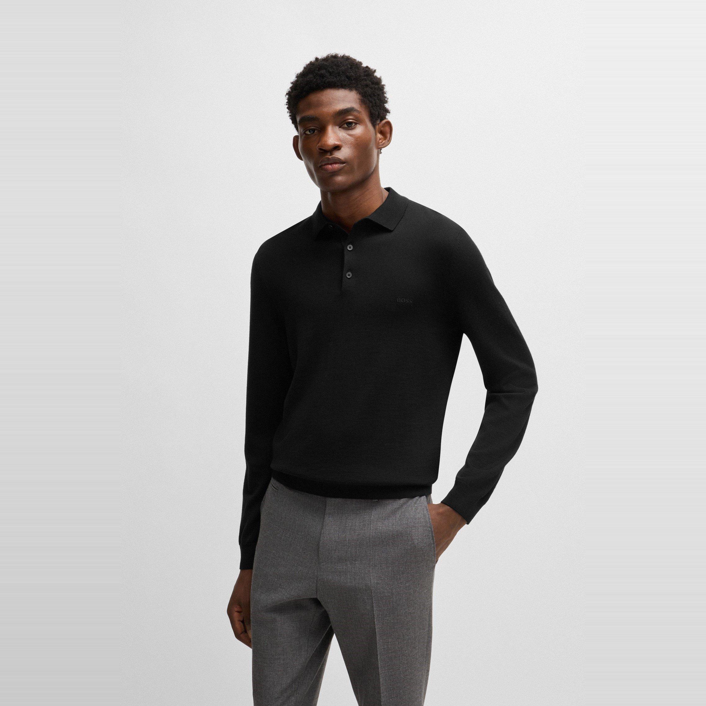 Black 001 - Boss - Men's Bono Knitted Polo Knitwear - 2
