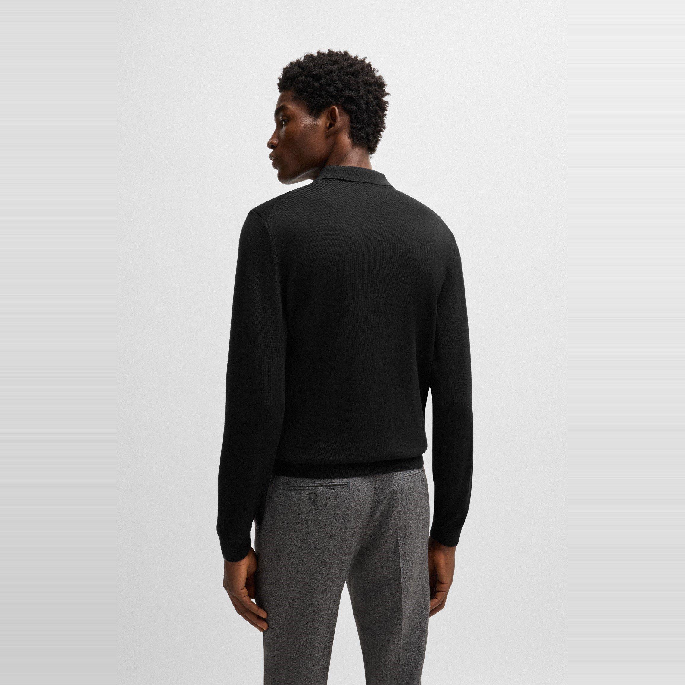 Black 001 - Boss - Men's Bono Knitted Polo Knitwear - 3