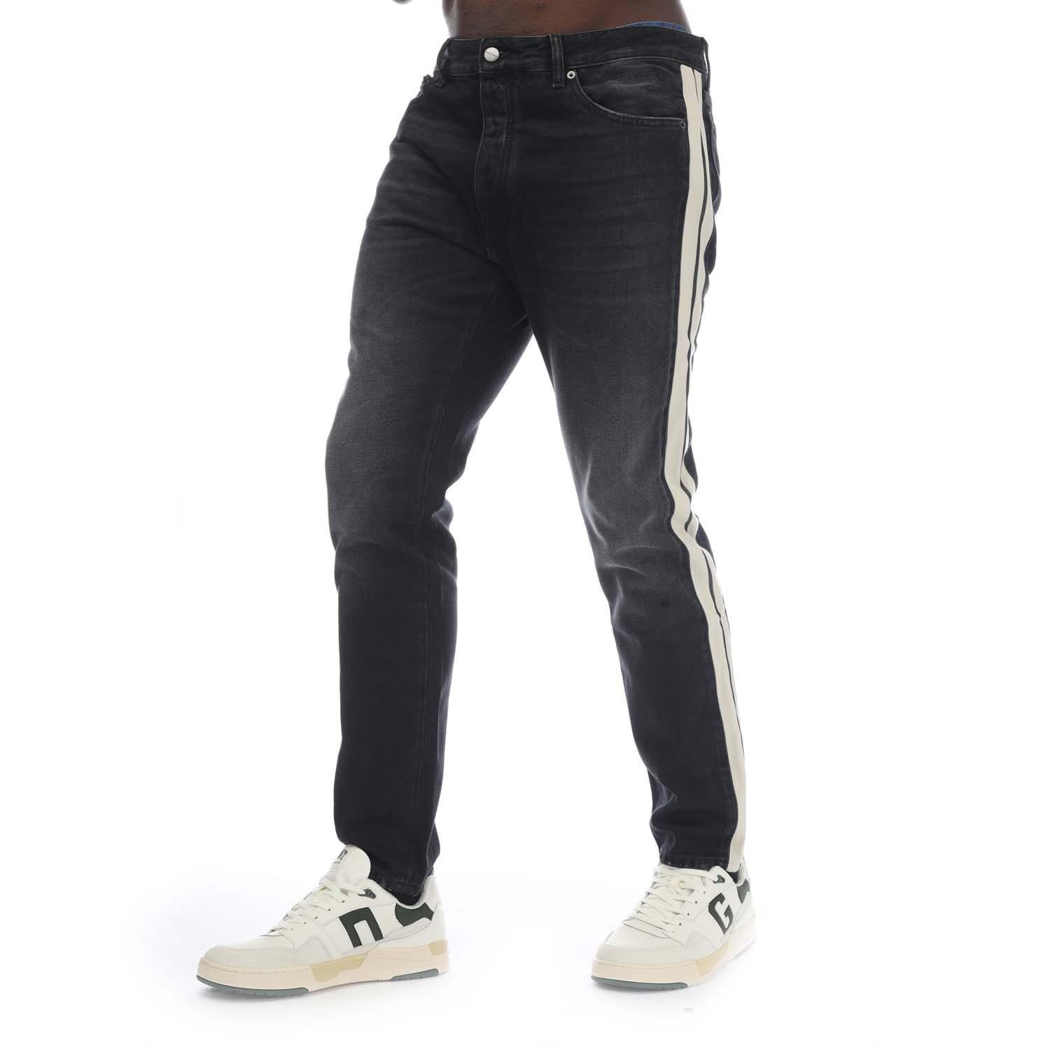 Black-White - Palm Angels - Black Wash Denim Track Pants - 2