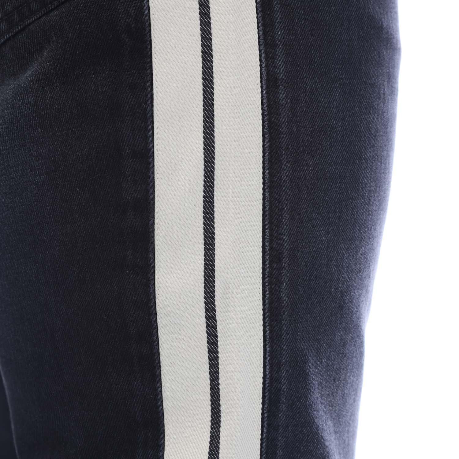 Black-White - Palm Angels - Black Wash Denim Track Pants - 6