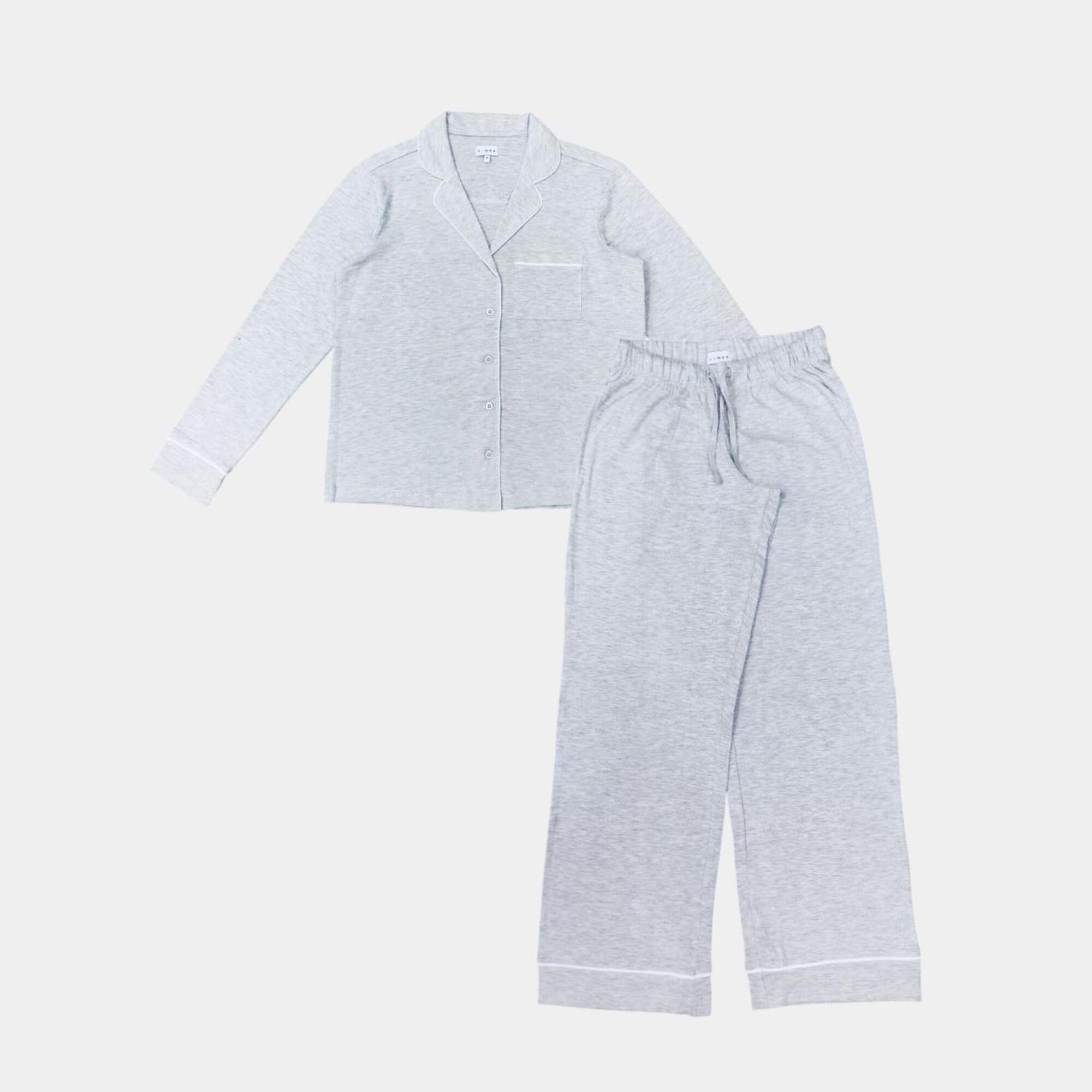 Grey - Linea - Women's Star Cotton Long Sleeve Pyjama Sets - 1