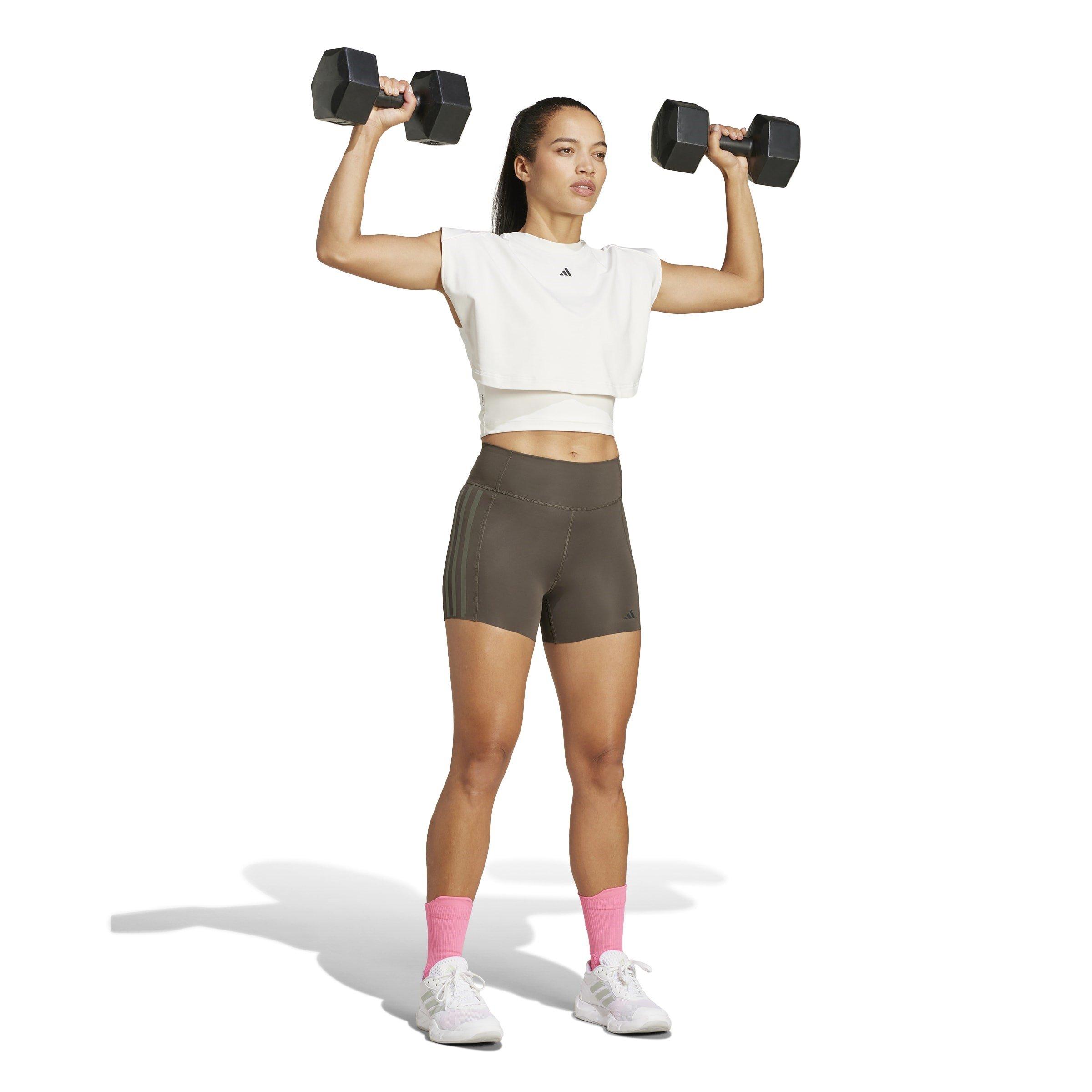 Chalk White - adidas - Power Boxy French Terry 3-Stripes Tank Top Womens - 4