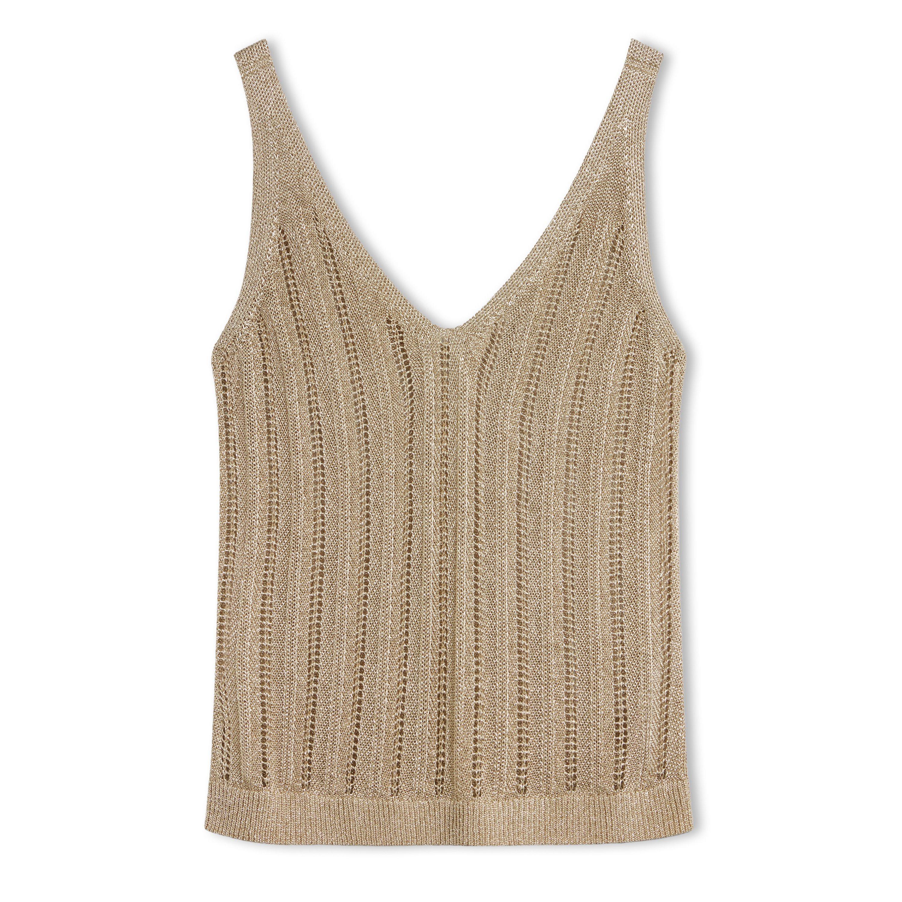 Ted Baker Ted Baker V Neck Knitted Tank Top - Gold - Size 12 (M)
