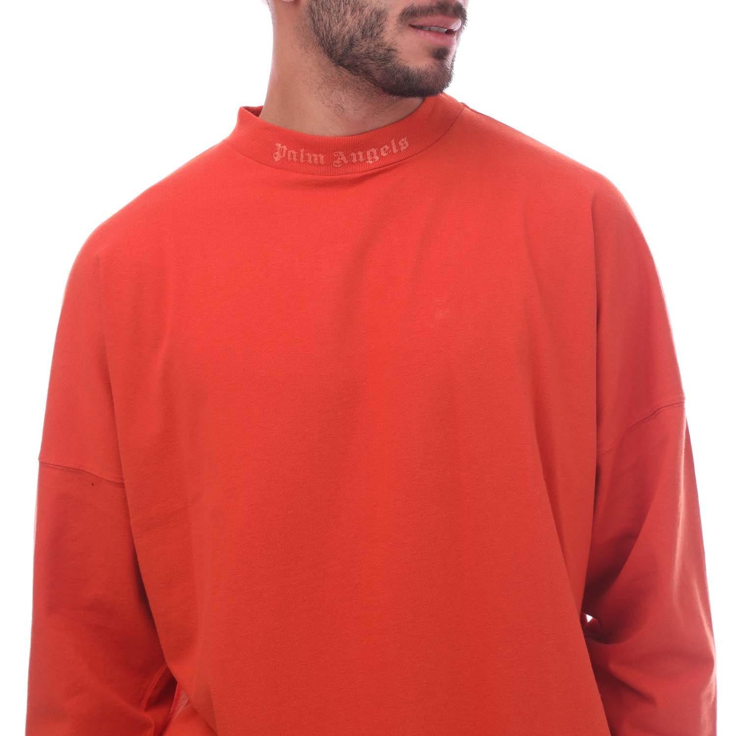 Red - Palm Angels - Classic Glitter Logo Long Sleeve Over T-Shirt - 3