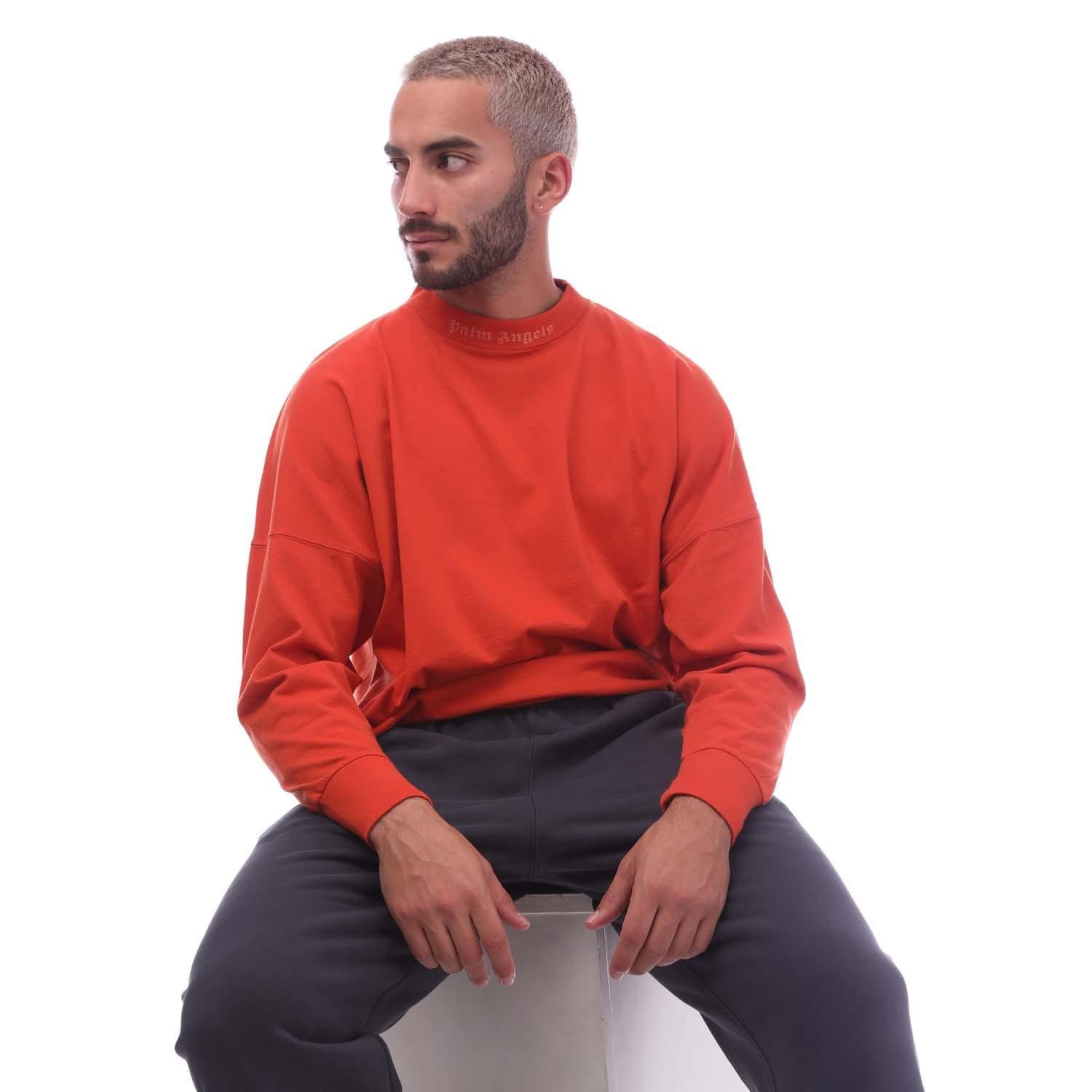 Red - Palm Angels - Classic Glitter Logo Long Sleeve Over T-Shirt - 4