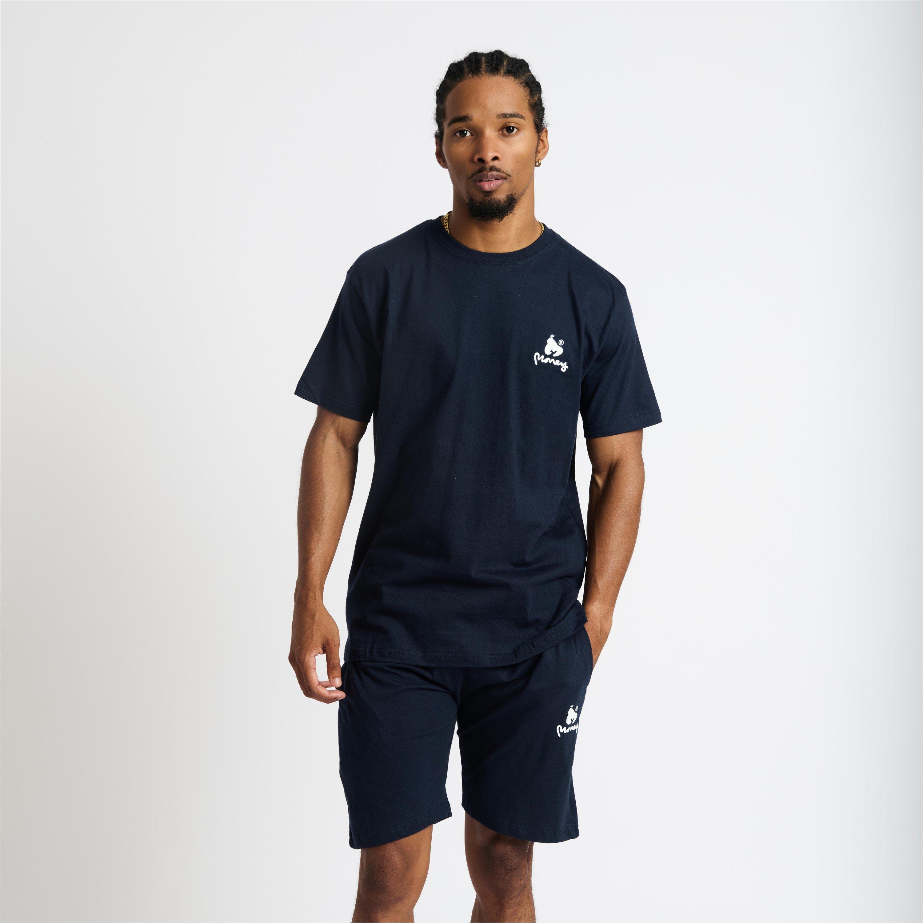 Navy - Money - Lounger Elasticated Short Twin Set - 1
