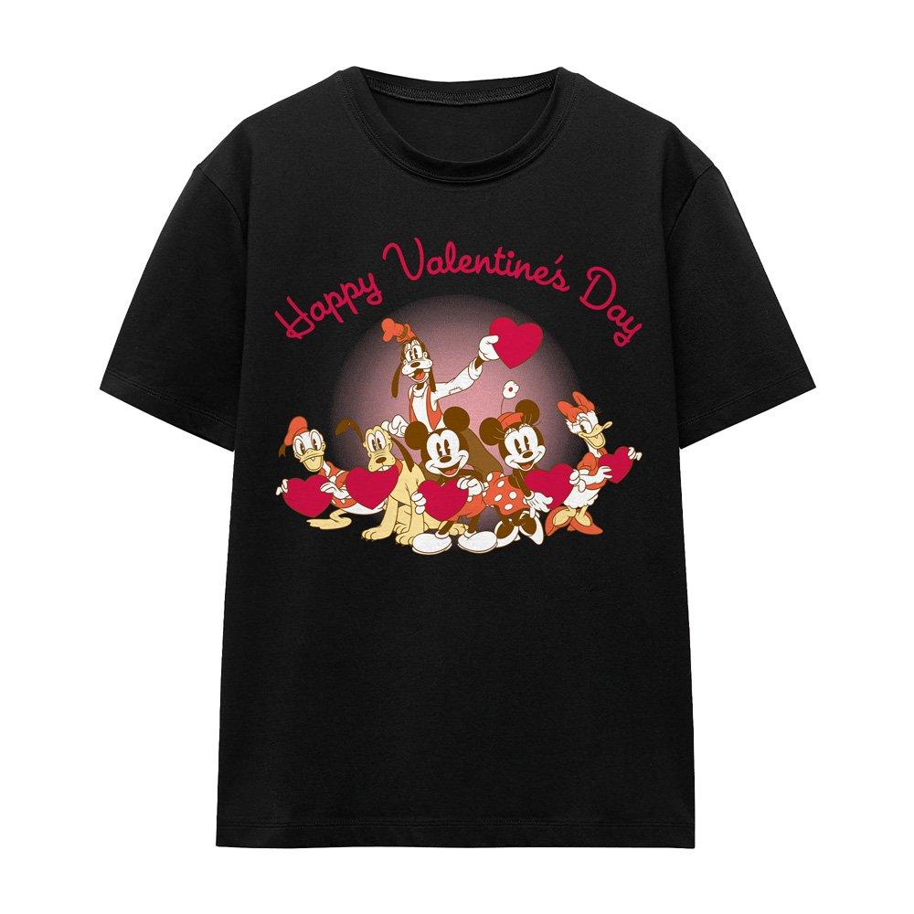Black - Disney - Mickey Mouse Friends Happy Valentines Day T-Shirt - 4