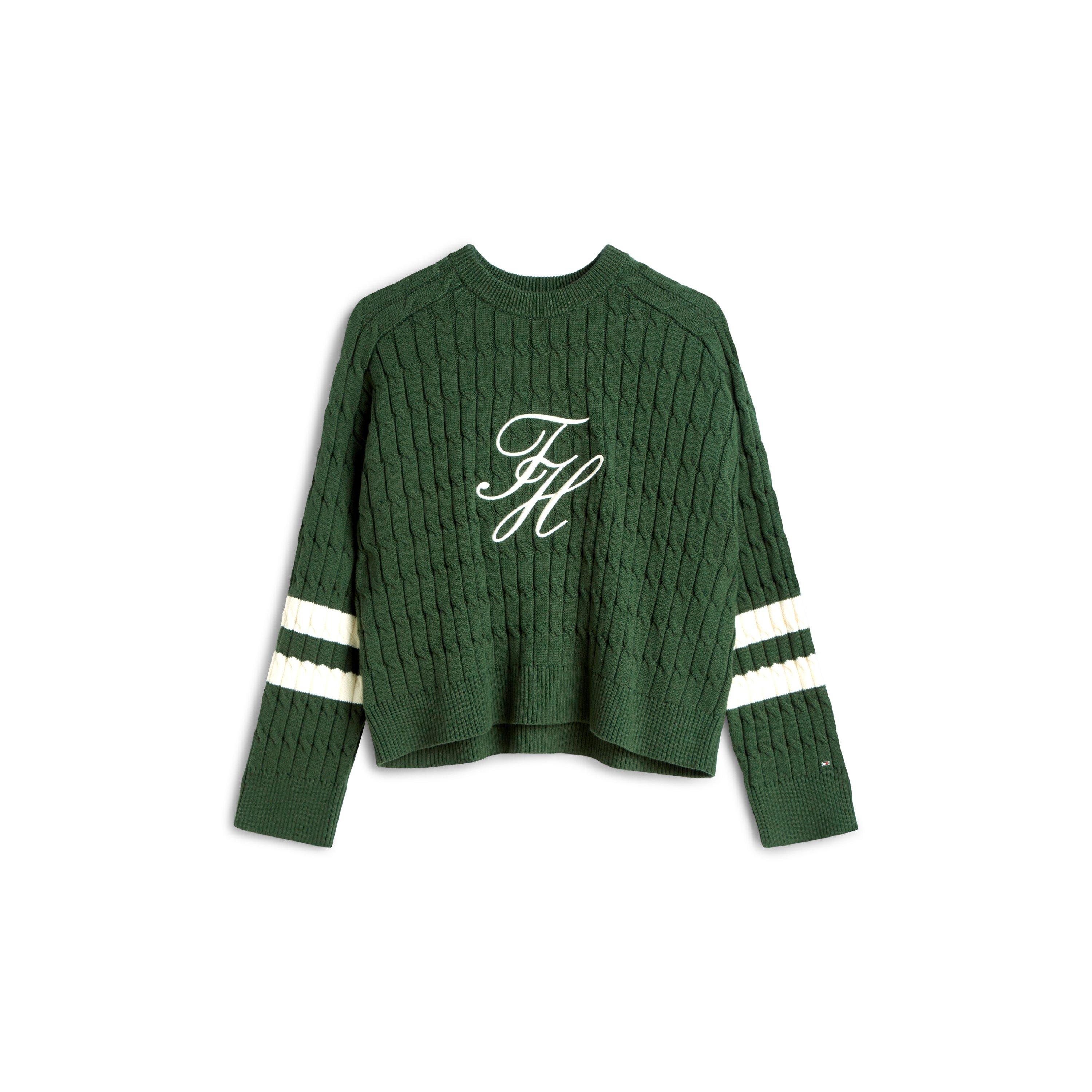 Tommy Hilfiger Women's Textured Graphic Cropped Sweatshirt - National Forest - 10 (S)