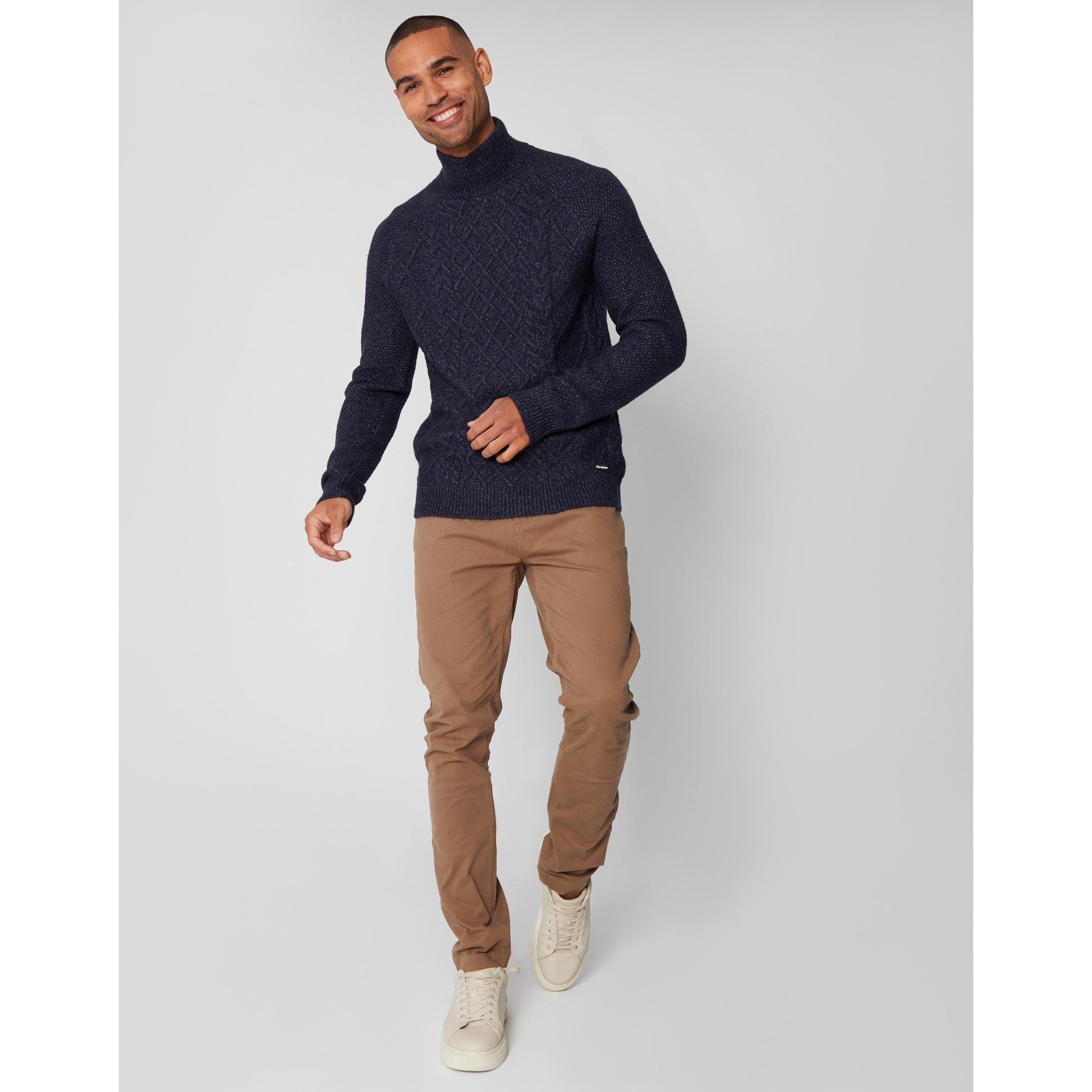 Marine - Threadbare - Ayres Cable Knit Crew Neck Jumper - 2