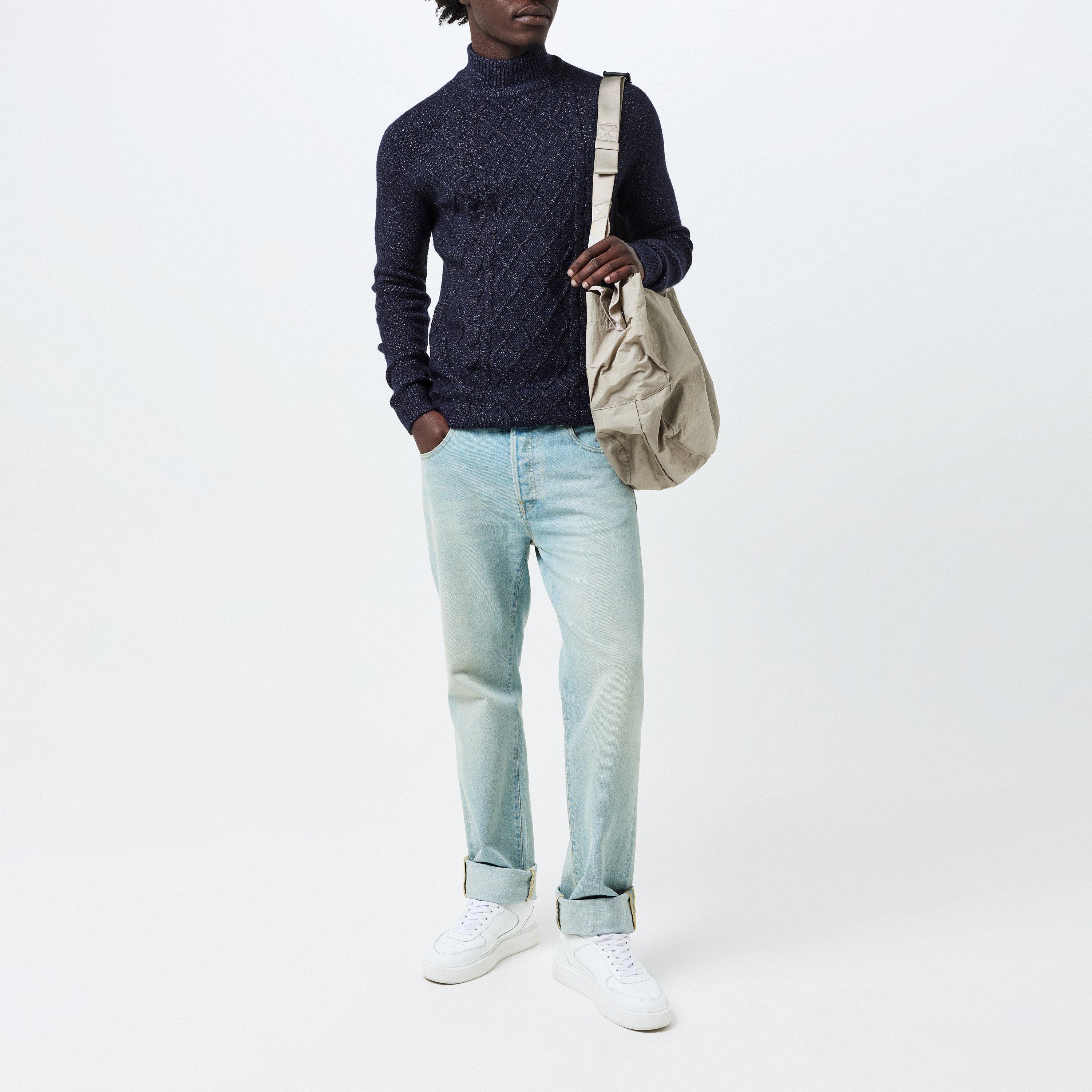 Marine - Threadbare - Ayres Cable Knit Crew Neck Jumper - 6