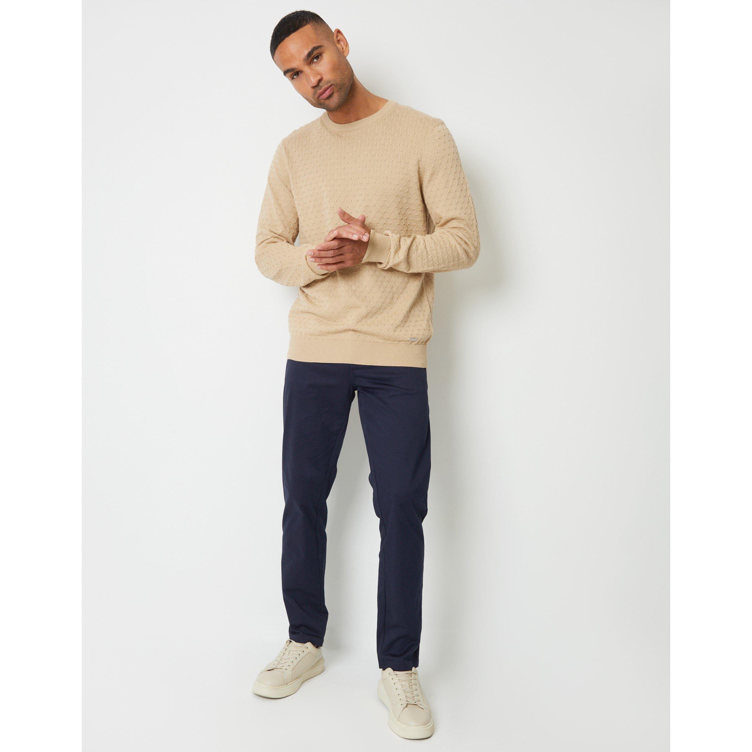 Oatmilk - Threadbare - Men's Cable Knit Crew Neck Jumper - 2