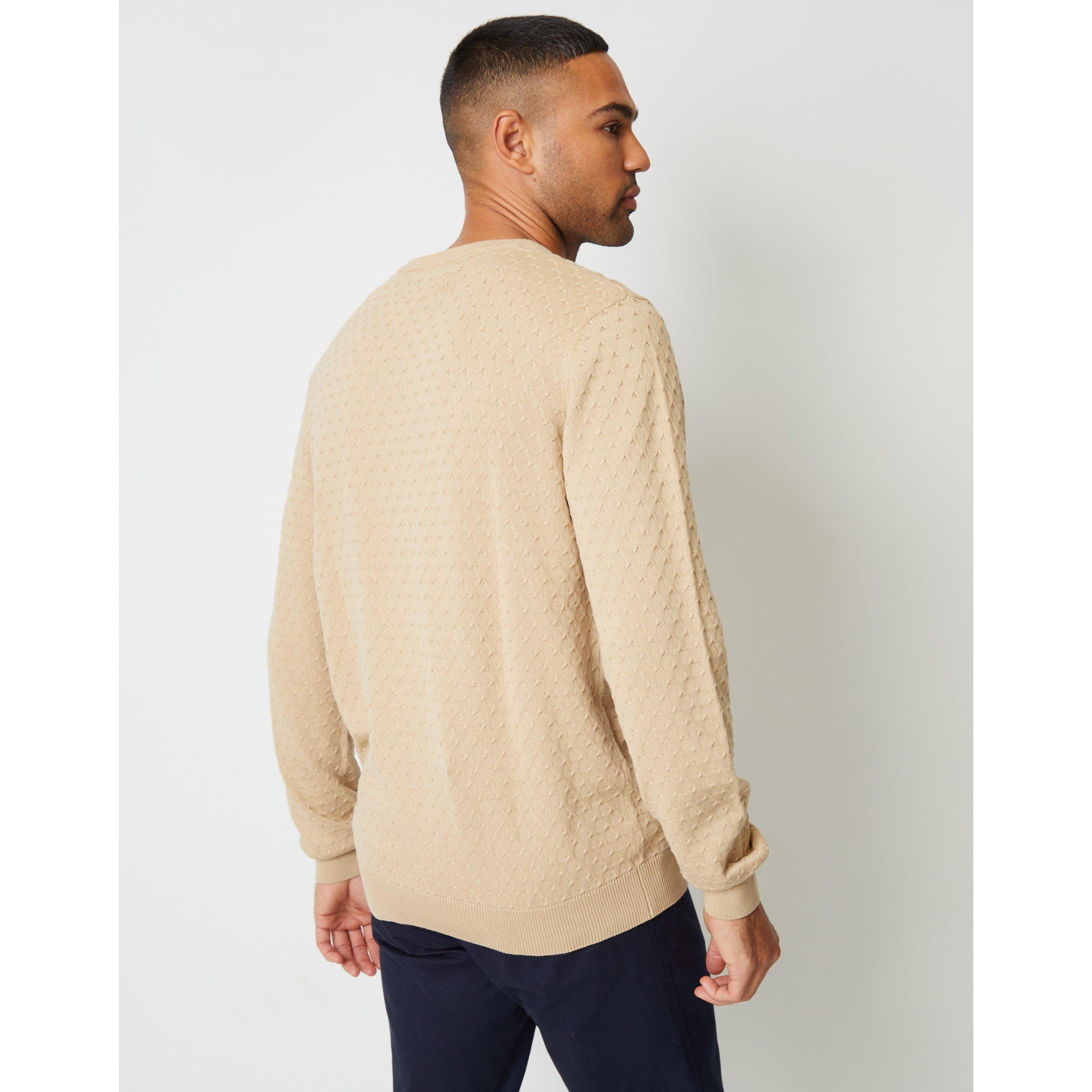 Oatmilk - Threadbare - Men's Cable Knit Crew Neck Jumper - 3