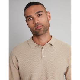 Threadbare Long Sleeve Knitted Polo Mens