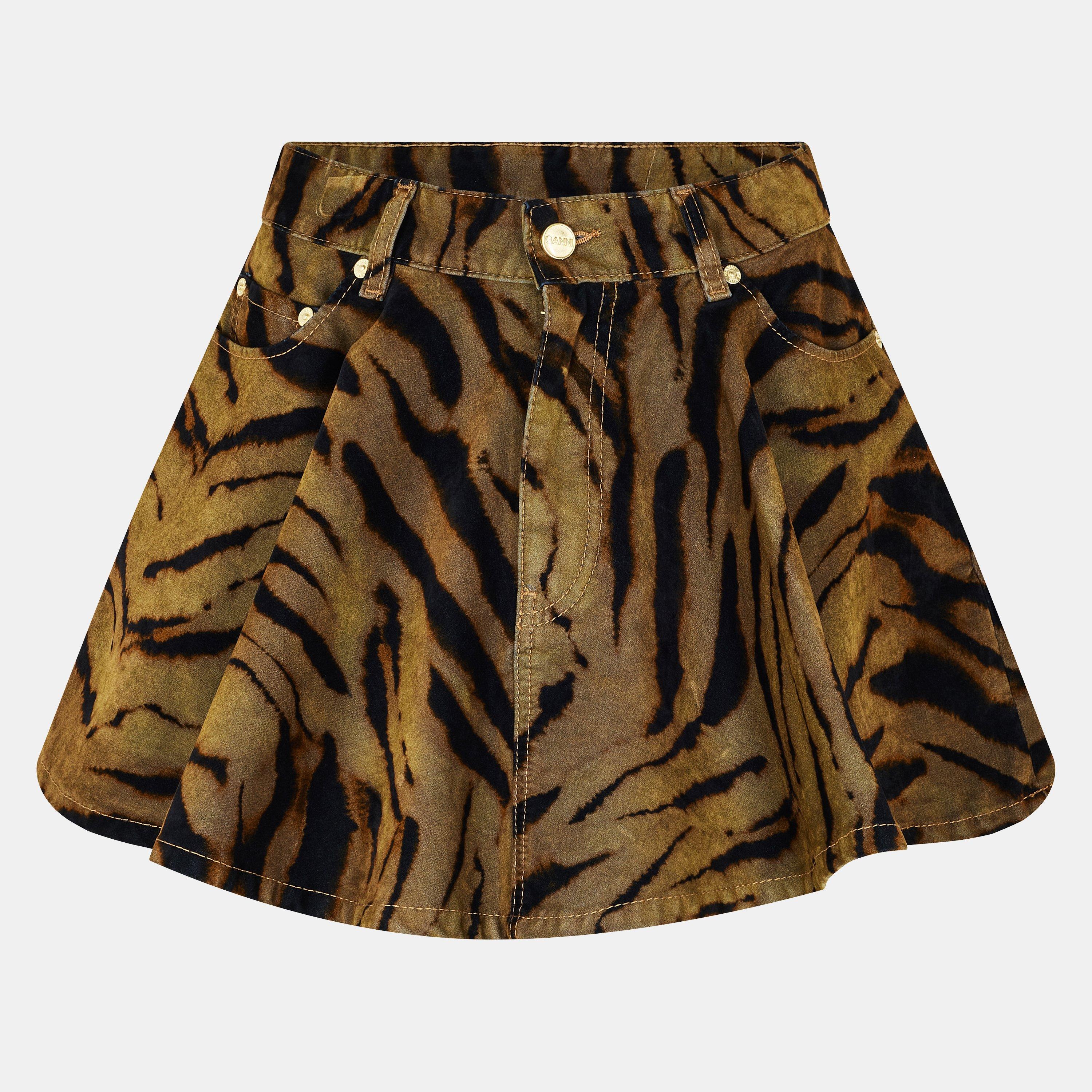 Khaki Tiger - Ganni - Women's Flock Mini Skirt - 1