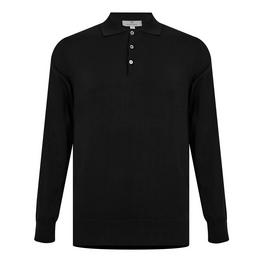 Canali Long Sleeve Knit Polo Shirt