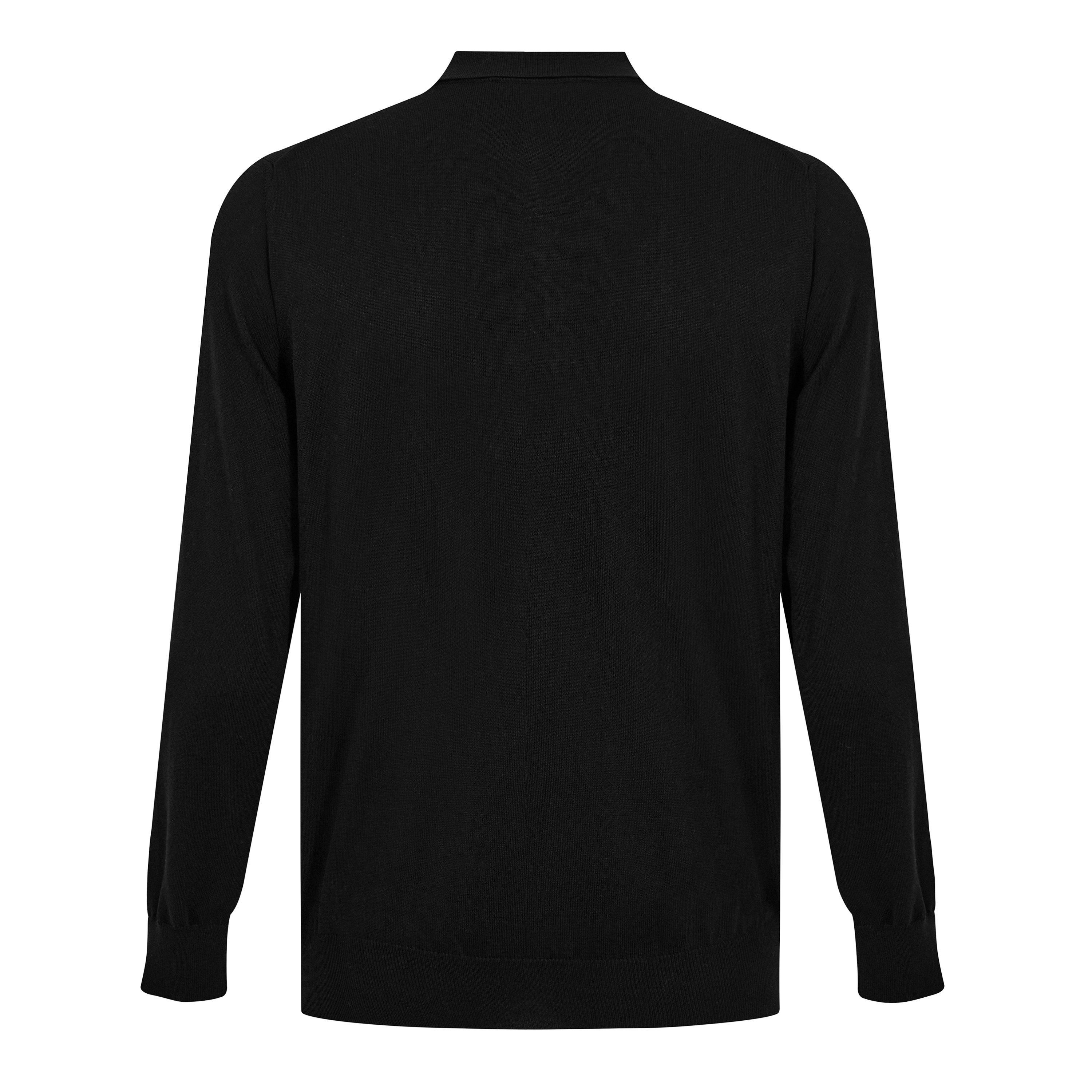 Black 100 - Canali - Long Sleeve Knit Polo Shirt - 2