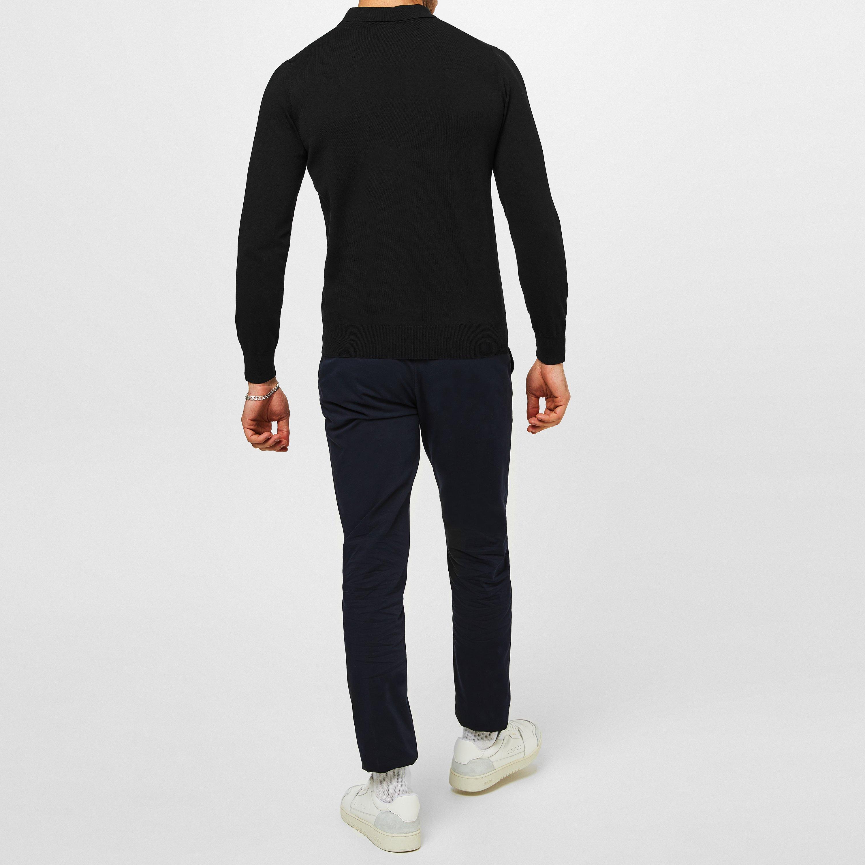 Black 100 - Canali - Long Sleeve Knit Polo Shirt - 7