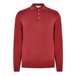 Canali Long Sleeve Knit Polo Shirt