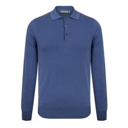 Canali Long Sleeve Knit Polo Shirt