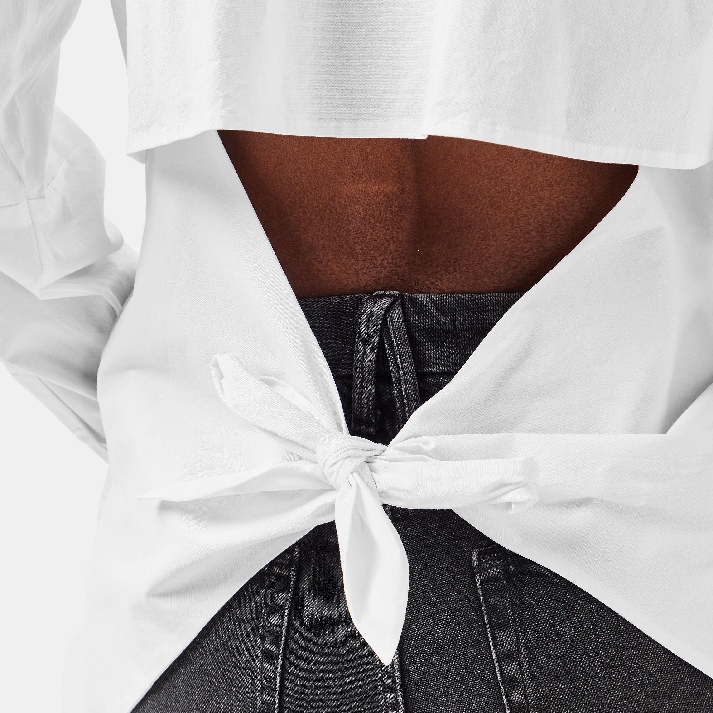 white001 - Good American - Women's Tie Long-Sleeve Plain Shirt - 5