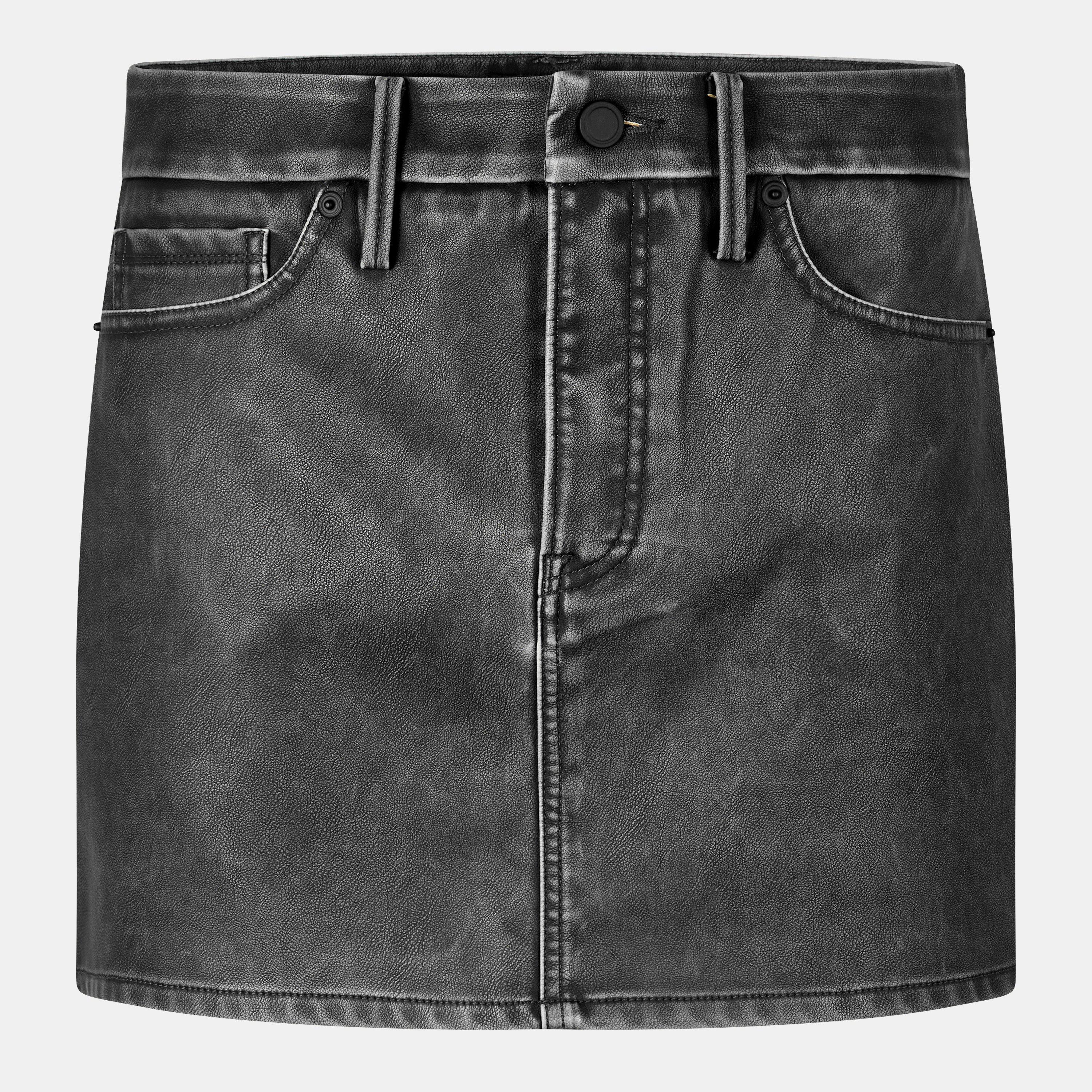 black001 - Good American - Women's Leather High-Rise Mini Skirt - 1