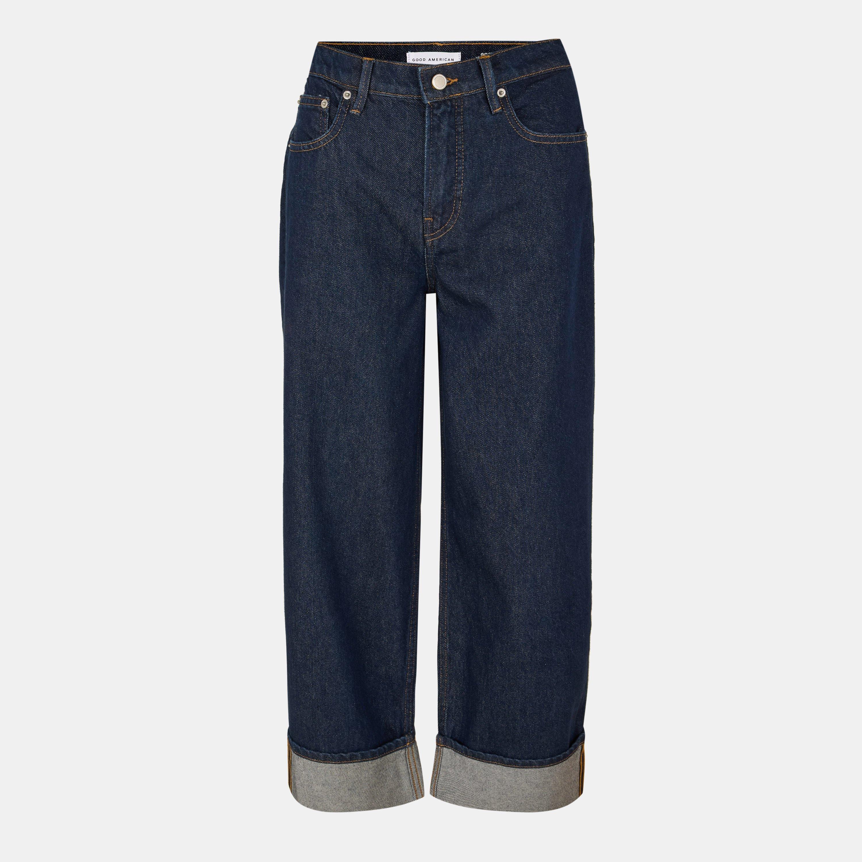 Good American Women's Baggy Cuffed Wide Leg Jeans