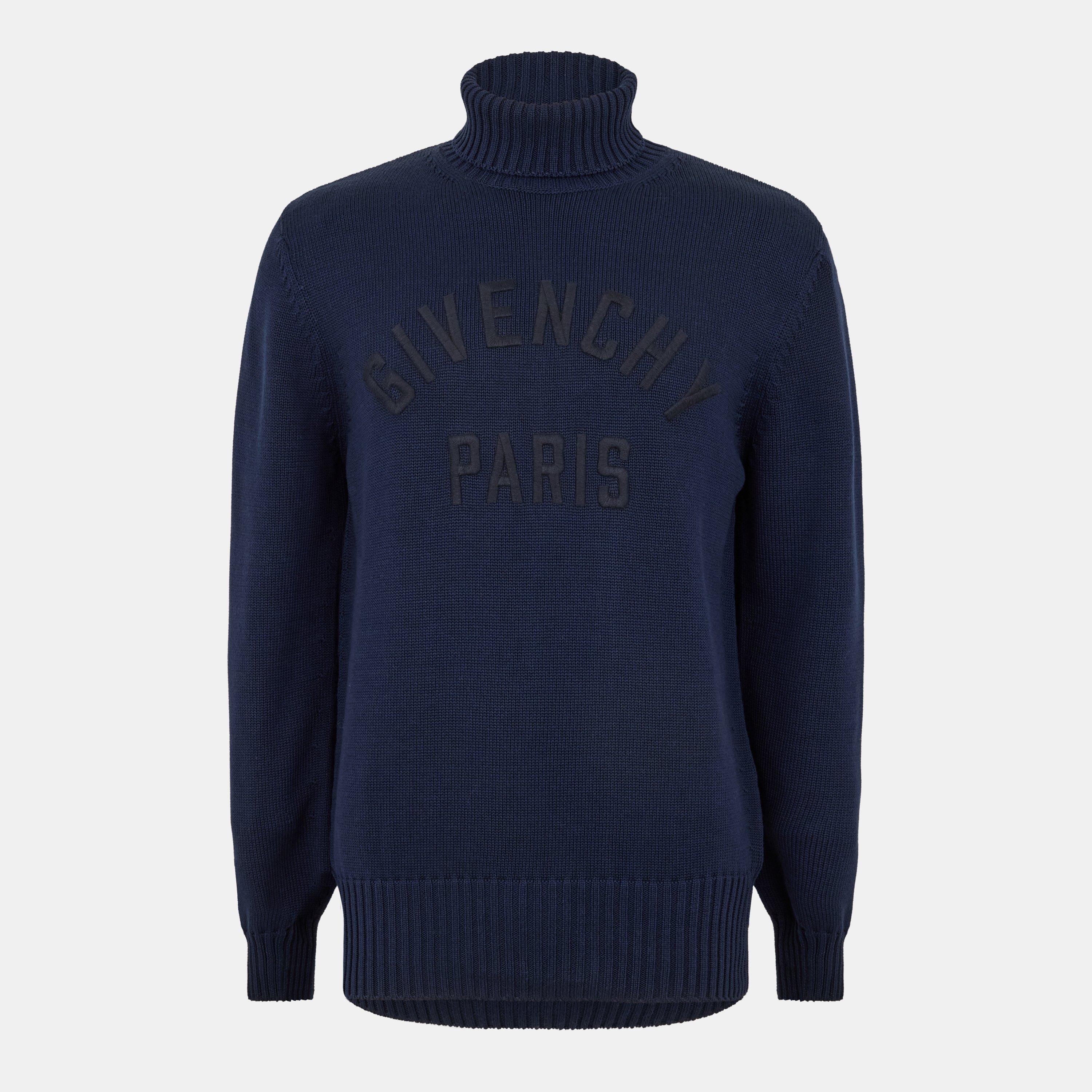GIVENCHY Men's Crew Neck Jumper - Blue - Large