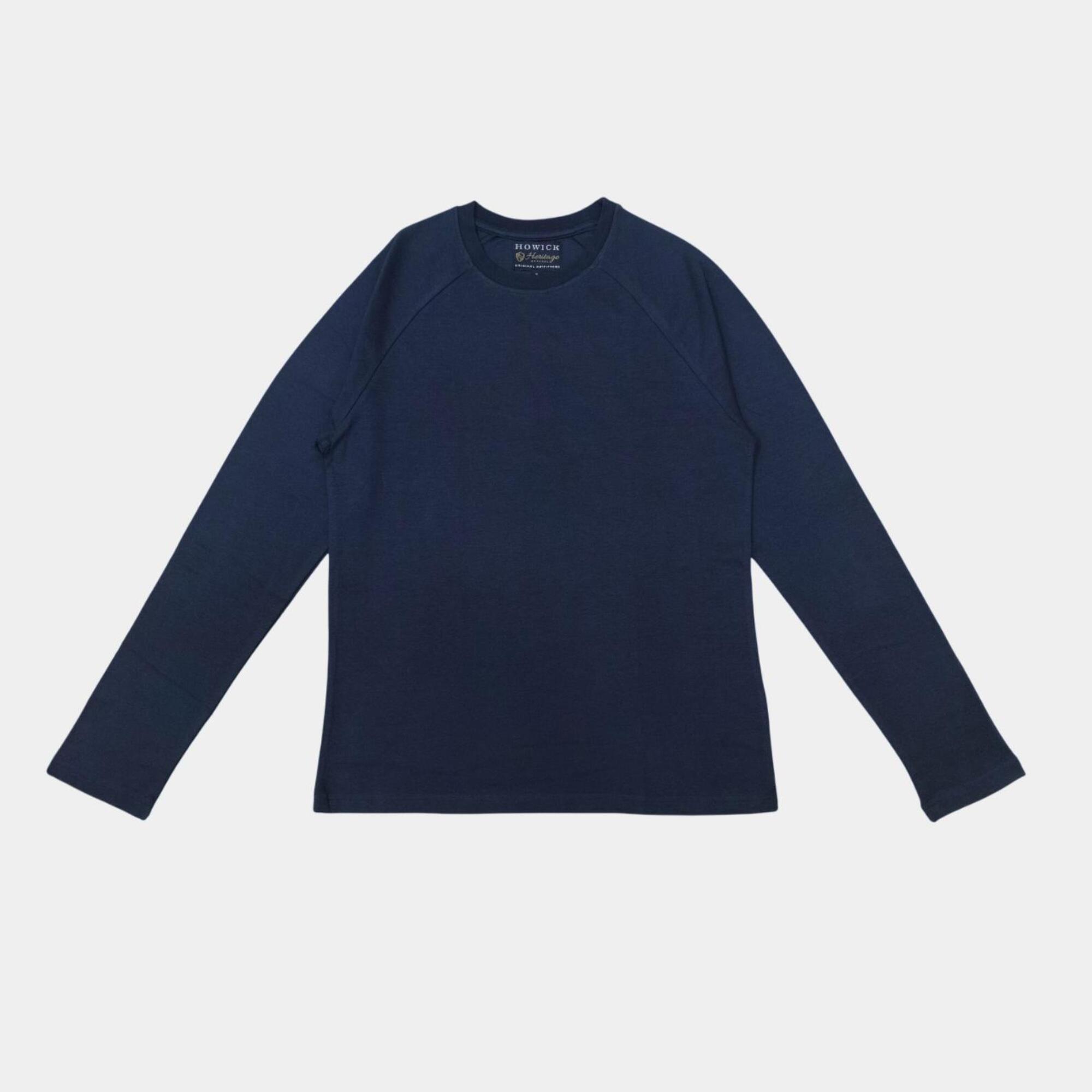 Marineblau Einfarbig - Howick - Cotton Crew Neck Long Sleeve Pyjama Sets - 2