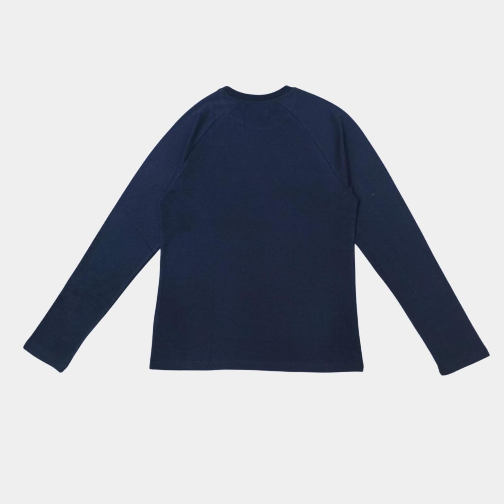 Marineblau Einfarbig - Howick - Cotton Crew Neck Long Sleeve Pyjama Sets - 3