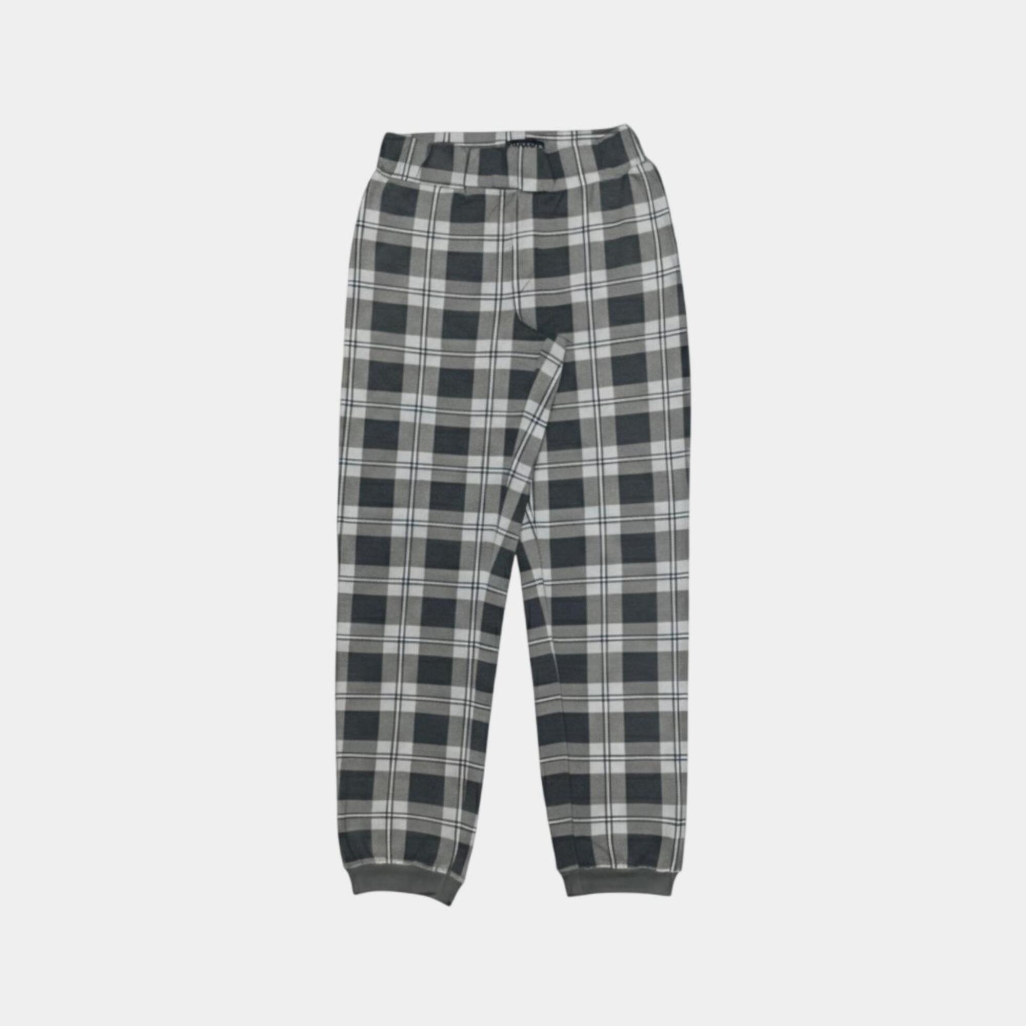 Charcoal Check - Howick - Men's  Cotton Crew Neck Long Sleeve Pyjama Sets - 4