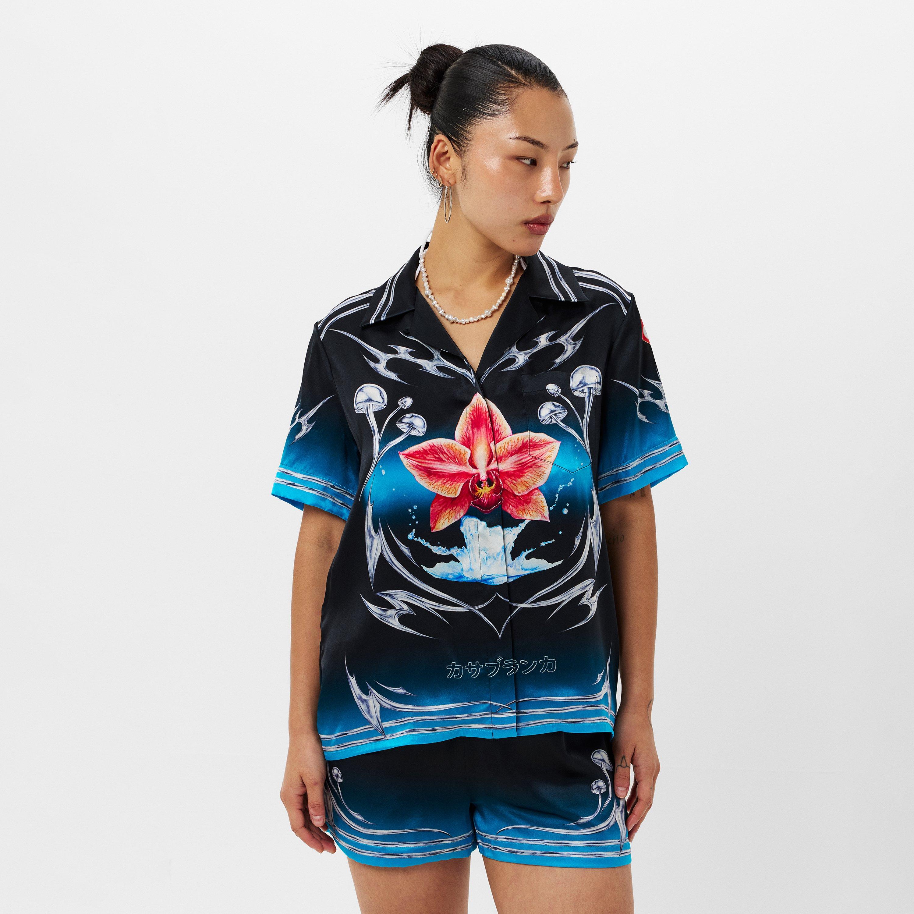 Blue - Casablanca - Women's Blade Short Sleeve Relaxed Fit Bowling Shirt - 3