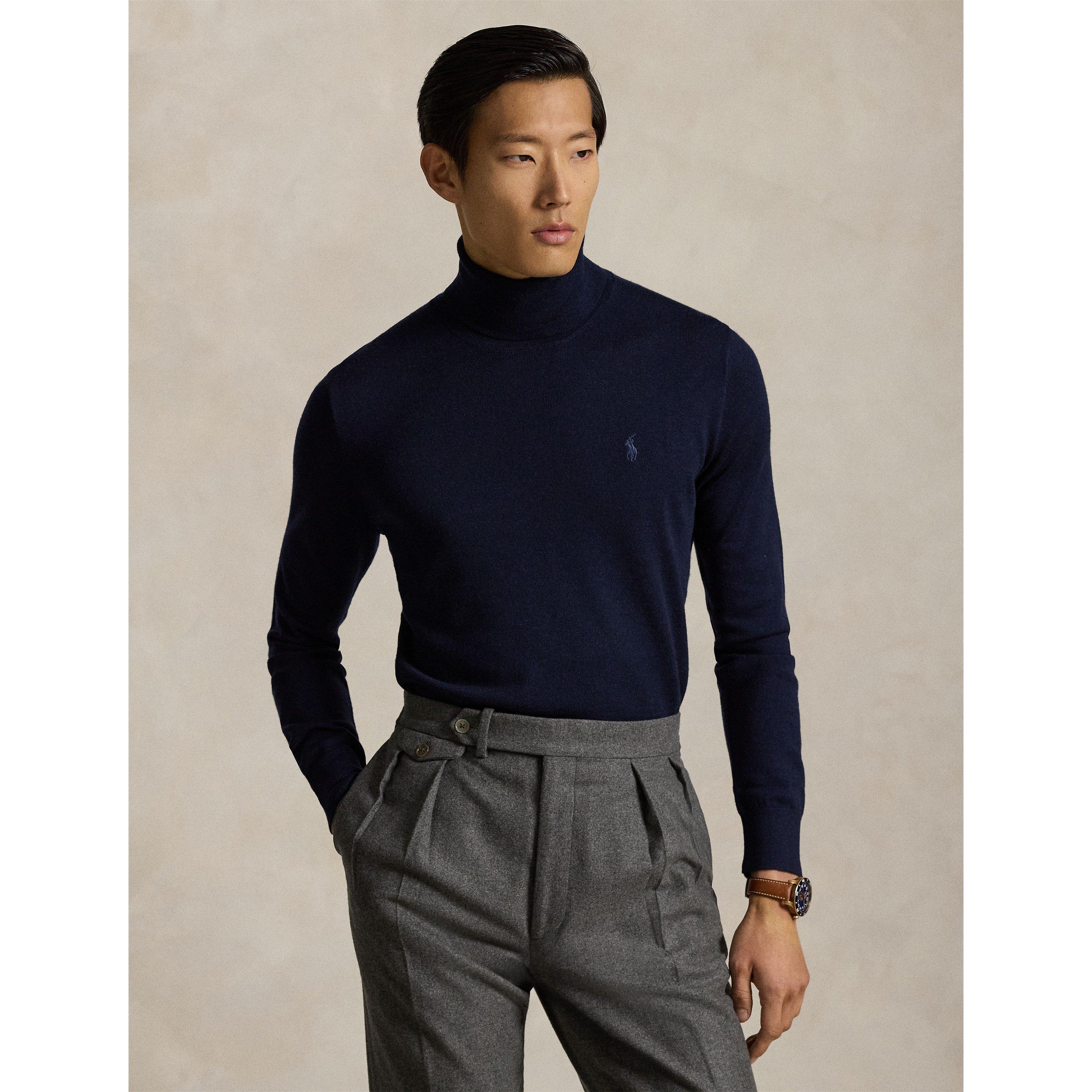 Hunter Navy - Polo Ralph Lauren - Men's Merino Rollneck Jumper - 2