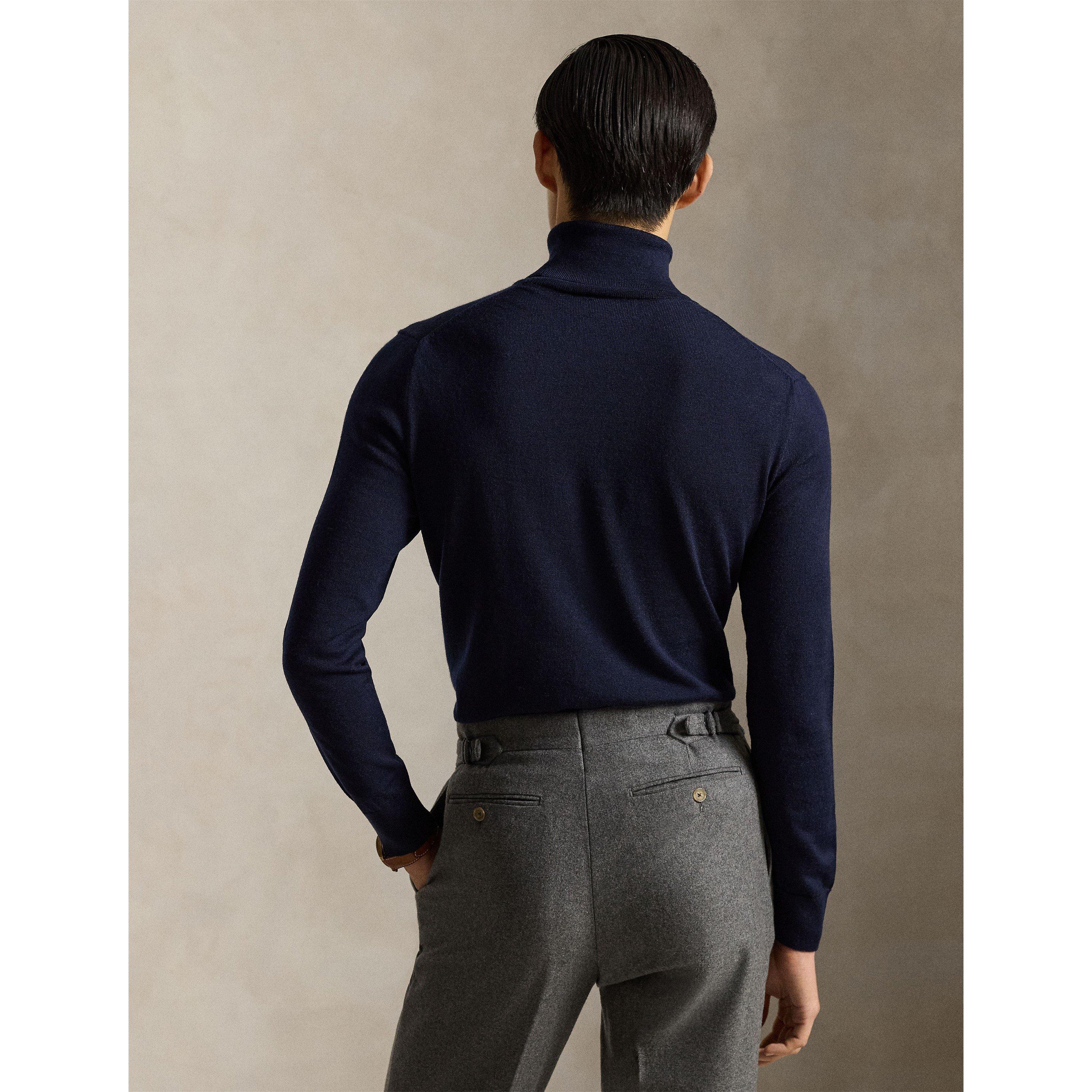 Hunter Navy - Polo Ralph Lauren - Men's Merino Rollneck Jumper - 3