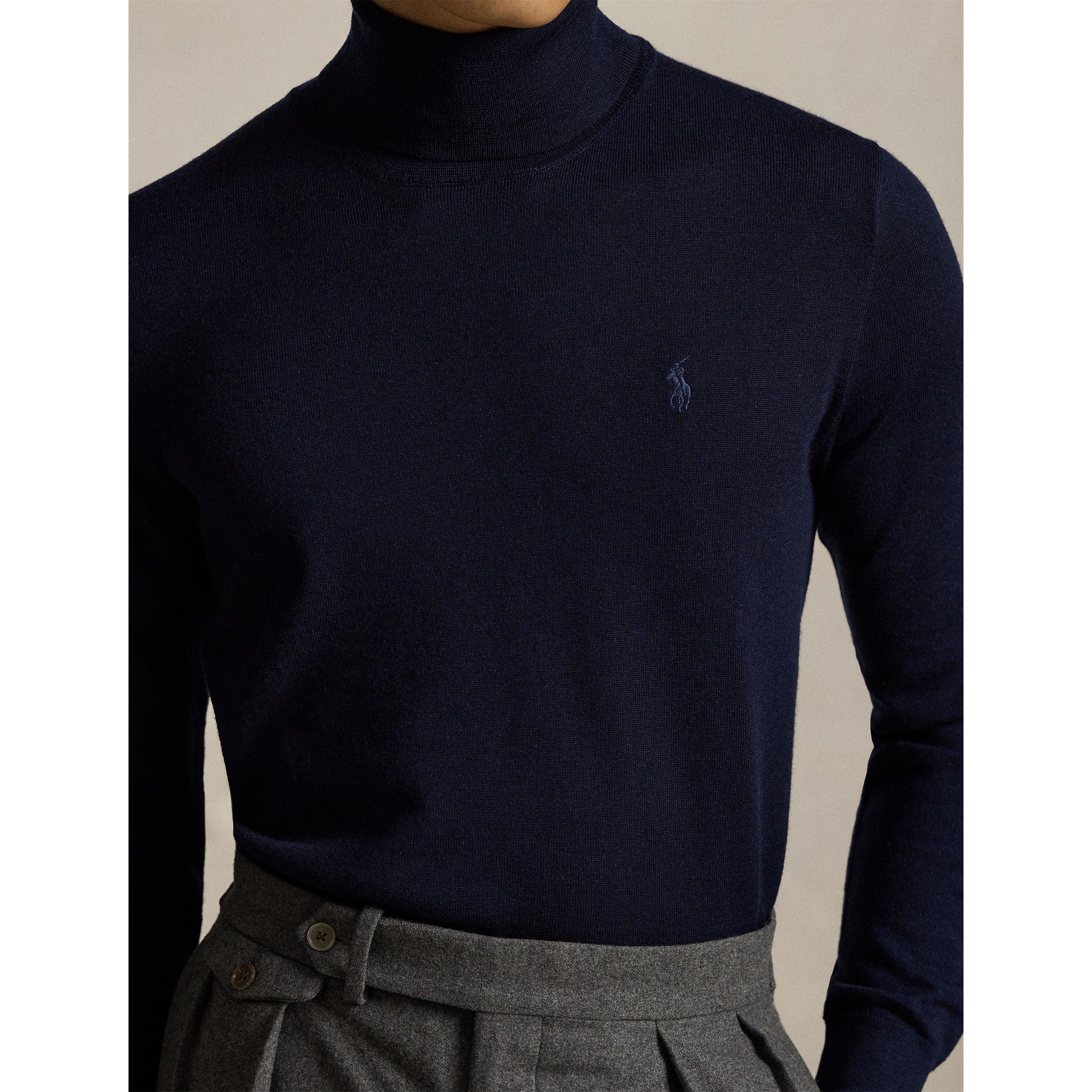 Hunter Navy - Polo Ralph Lauren - Men's Merino Rollneck Jumper - 4