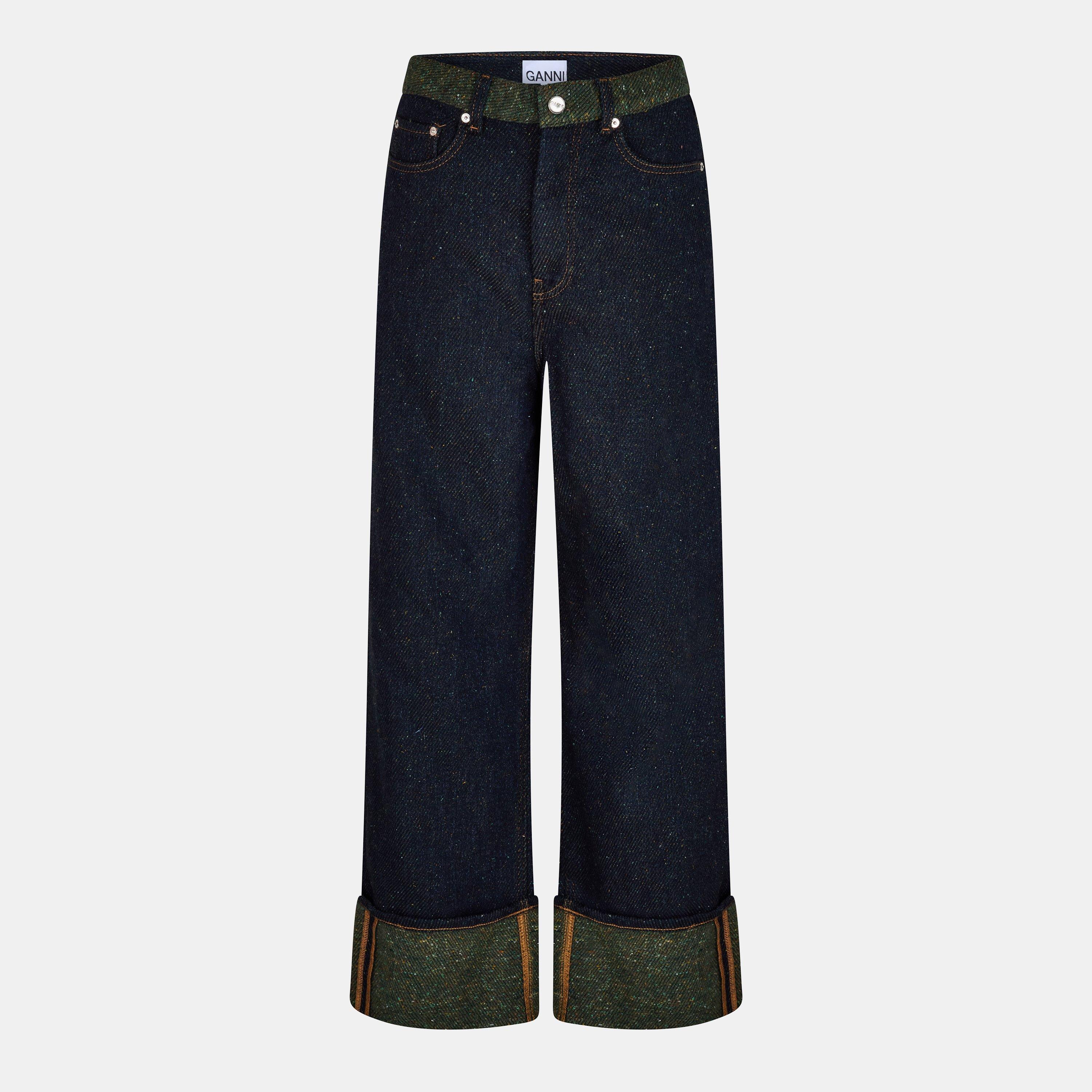 Phantom - Ganni - Women's Twill Cuff Wide Leg Jeans - 1