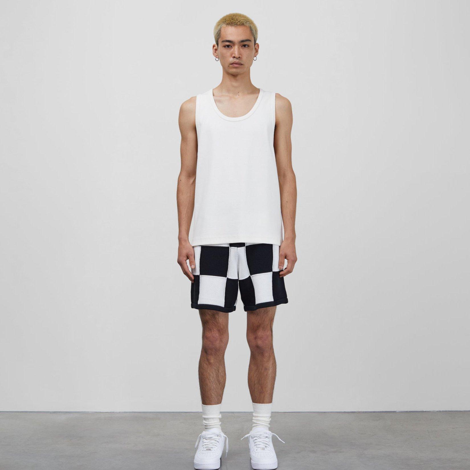 Black/White - Cole Buxton - Checkered Knit Shorts - 2