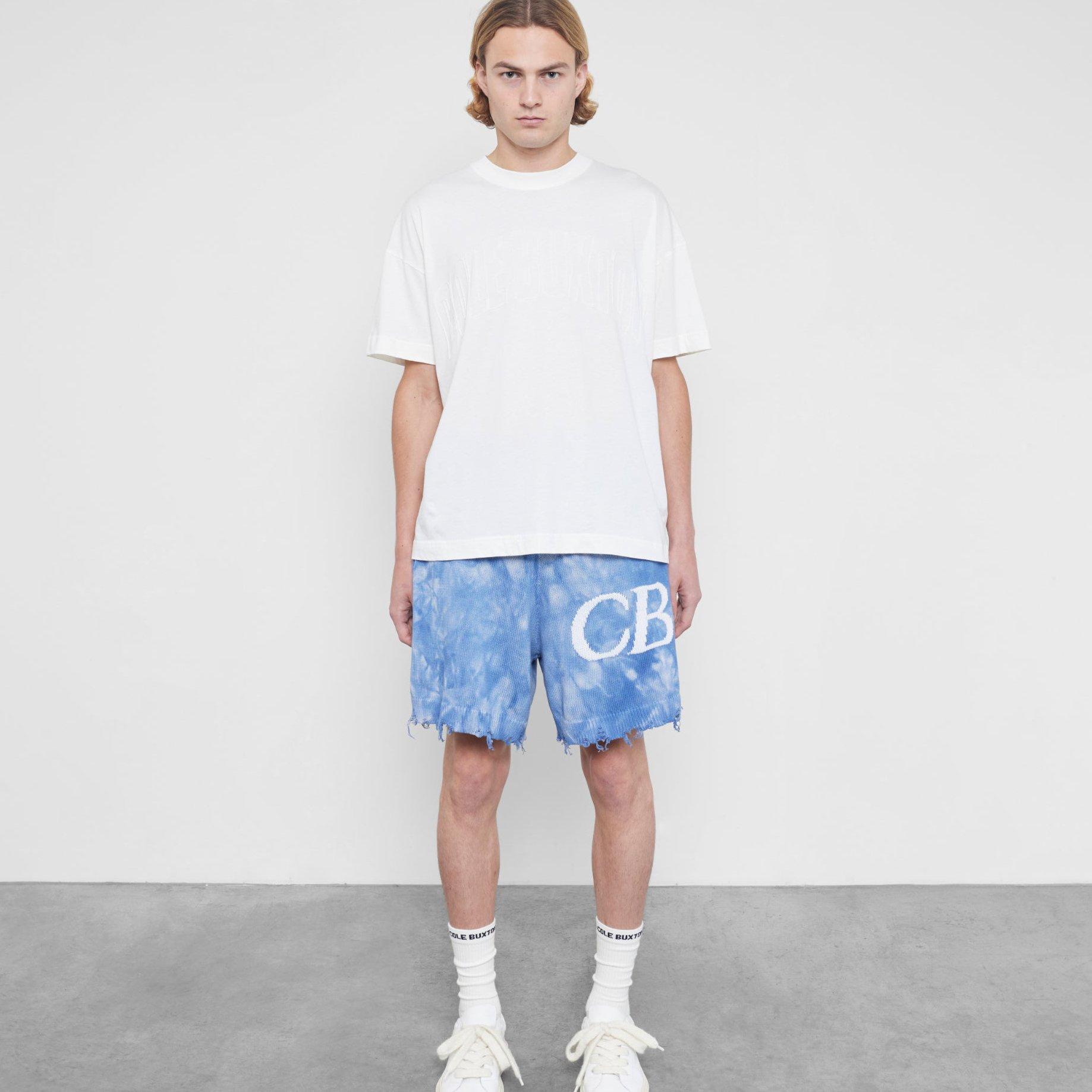 Blue Tie Dye - Cole Buxton - Distressed Cotton Shorts - 2