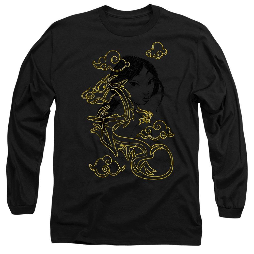 Black - Disney - Mulan Mushu Breezy Illustration Long Sleeve T-Shir - 1