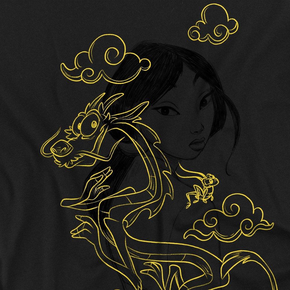 Black - Disney - Mulan Mushu Breezy Illustration Long Sleeve T-Shir - 2