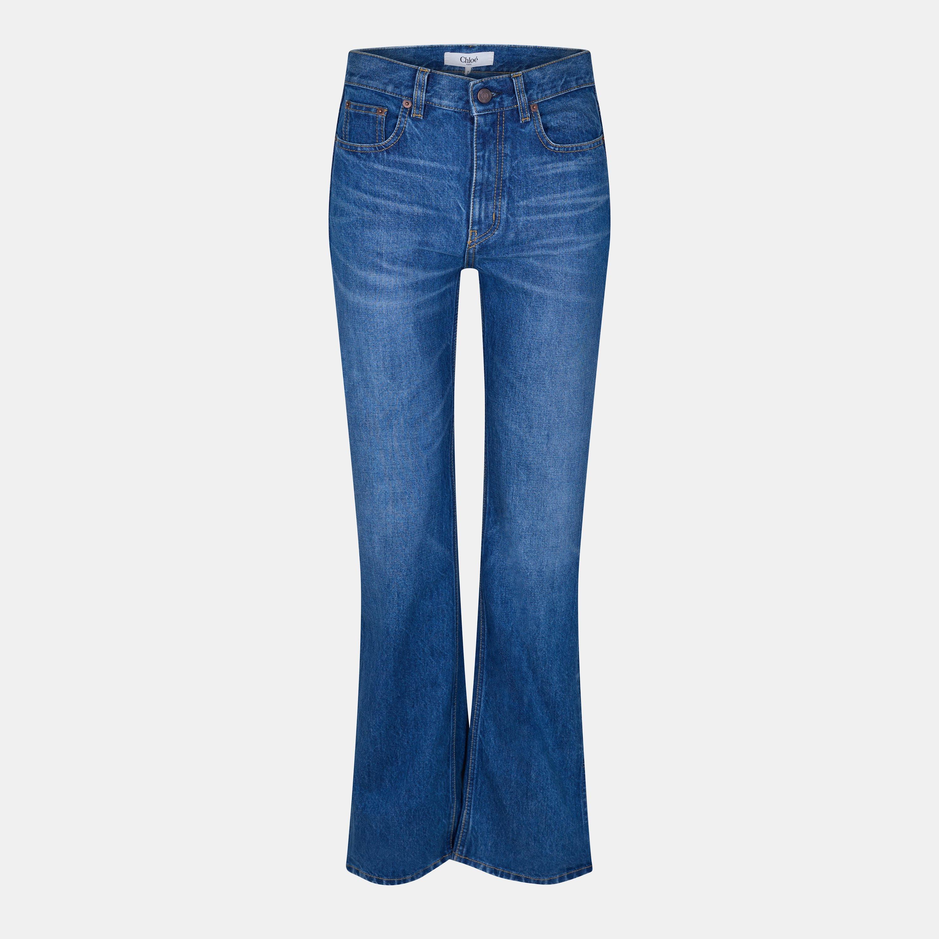 Faded Indigo - Chloe - Women's 's Mid Rise Full Length Split Hem Bootcut Jeans - 1
