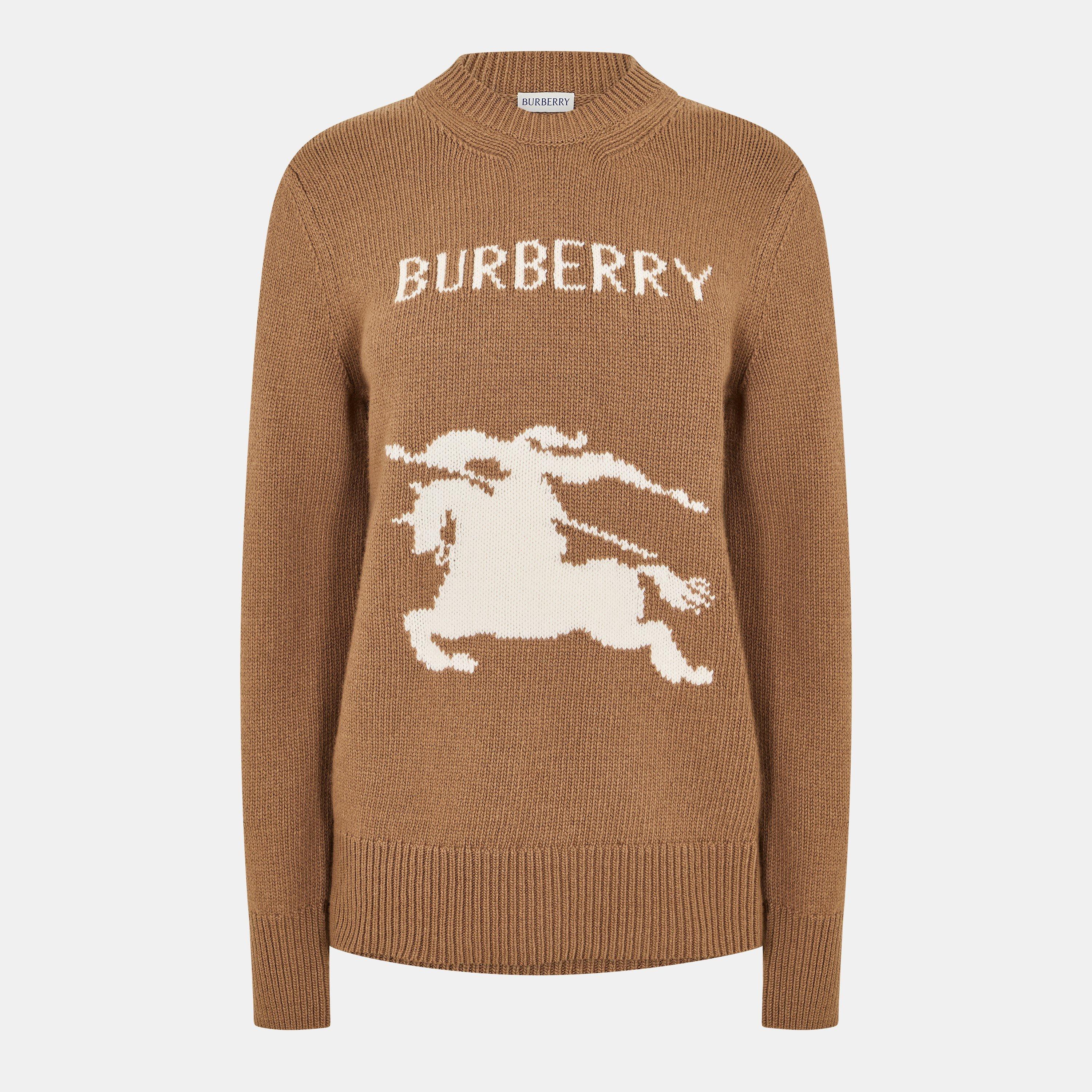 CAMEL - Burberry - Women's Burb Scarlett Crew Neck Jumper - 1