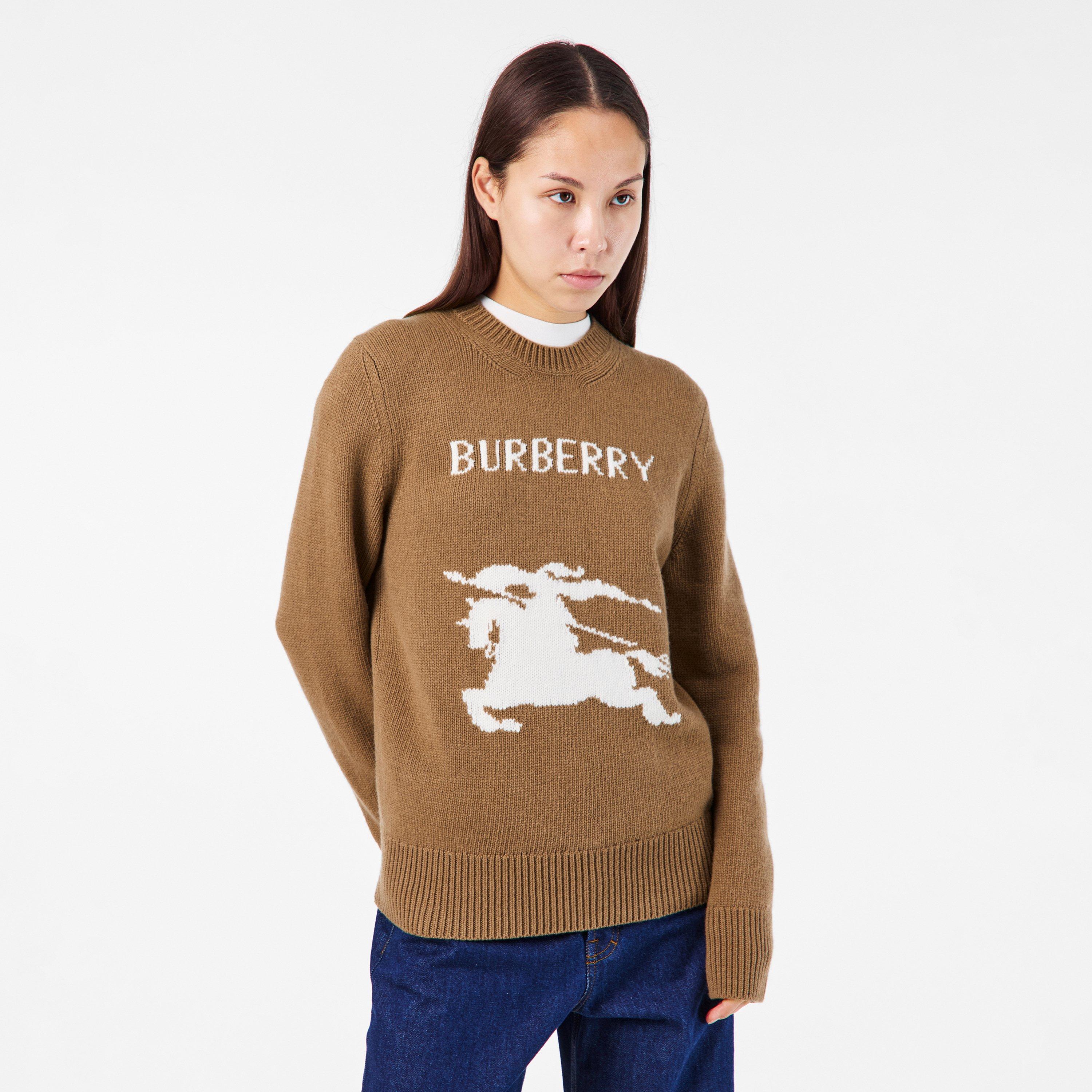 CAMEL - Burberry - Women's Burb Scarlett Crew Neck Jumper - 3