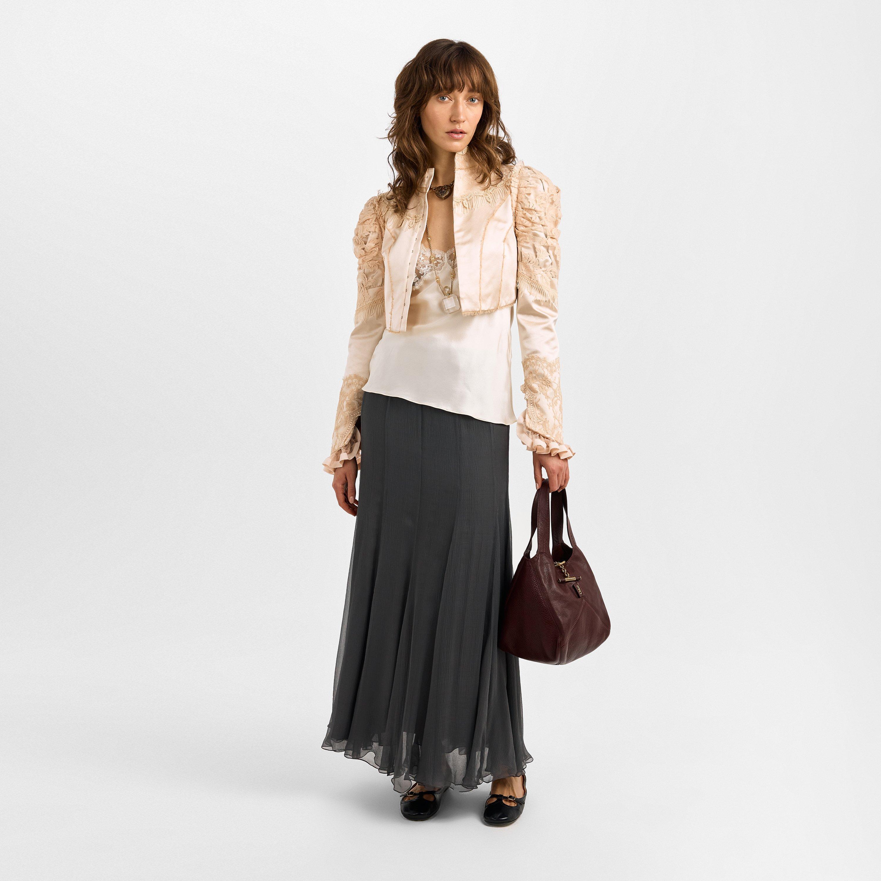 Pearly Black - Chloe - Womens Silk Maxi Dress - 6