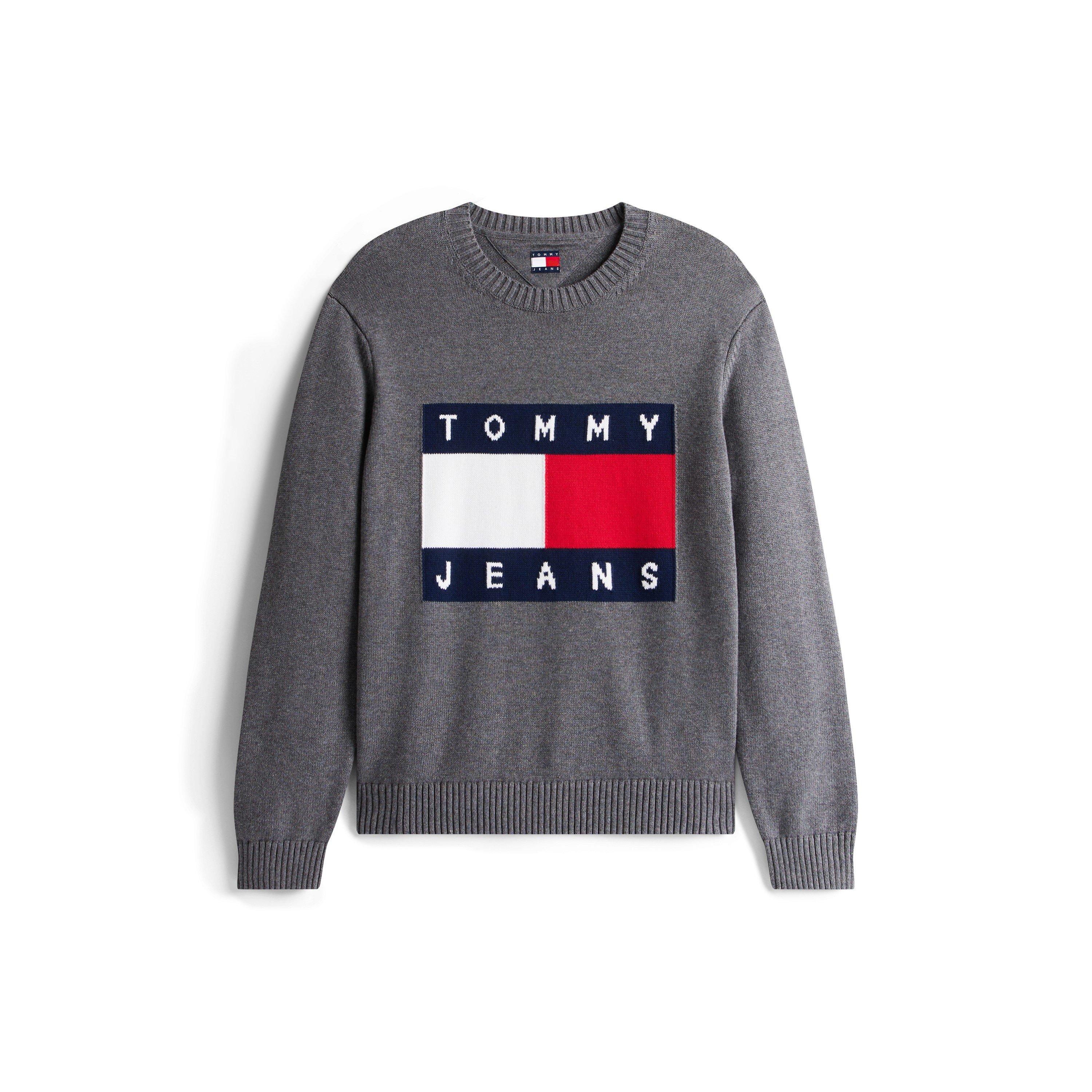 Tommy Jeans Men's Flag Crew Neck Jumper - Black Htr - M