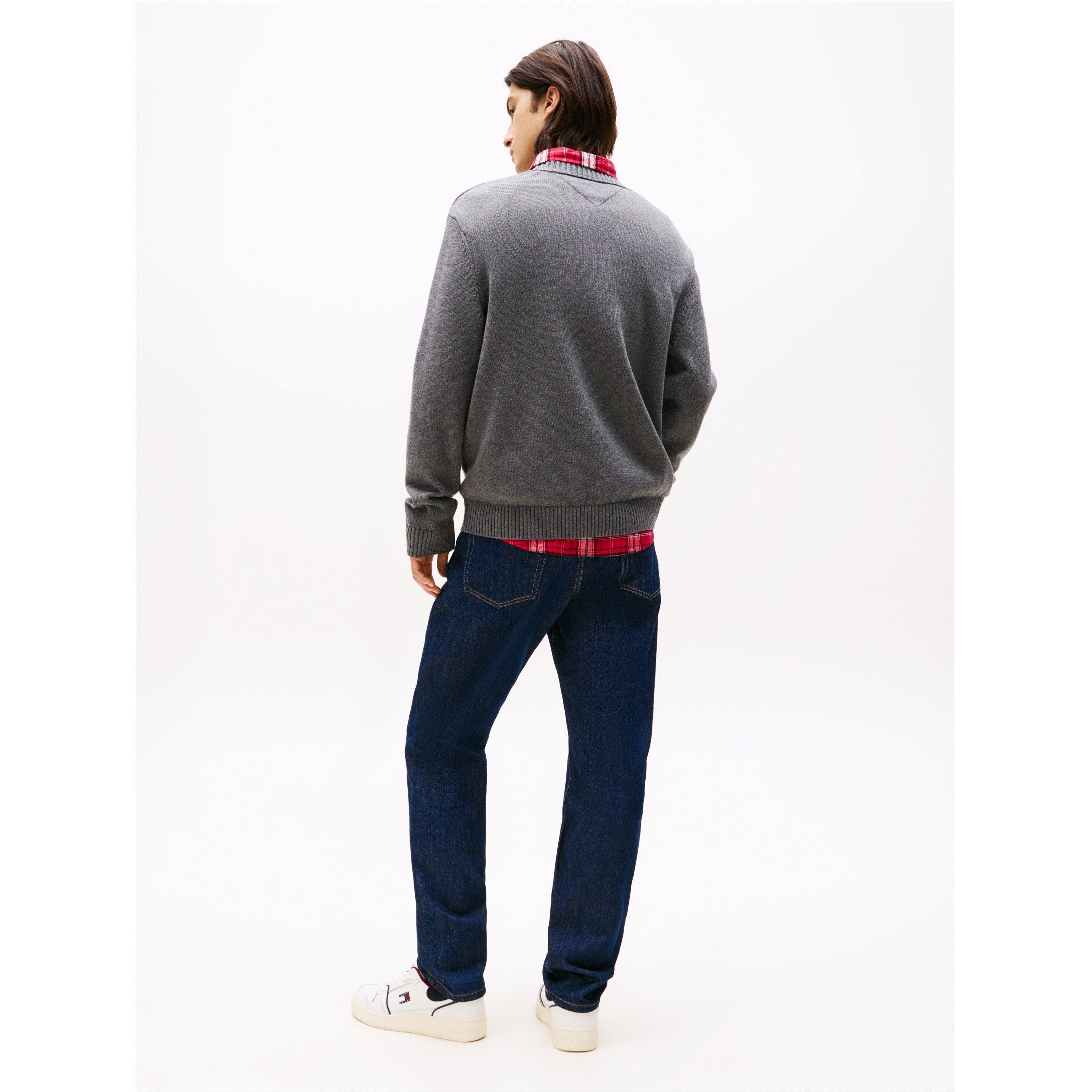 Black Htr - Tommy Jeans - Men's Flag Crew Neck Jumper - 4