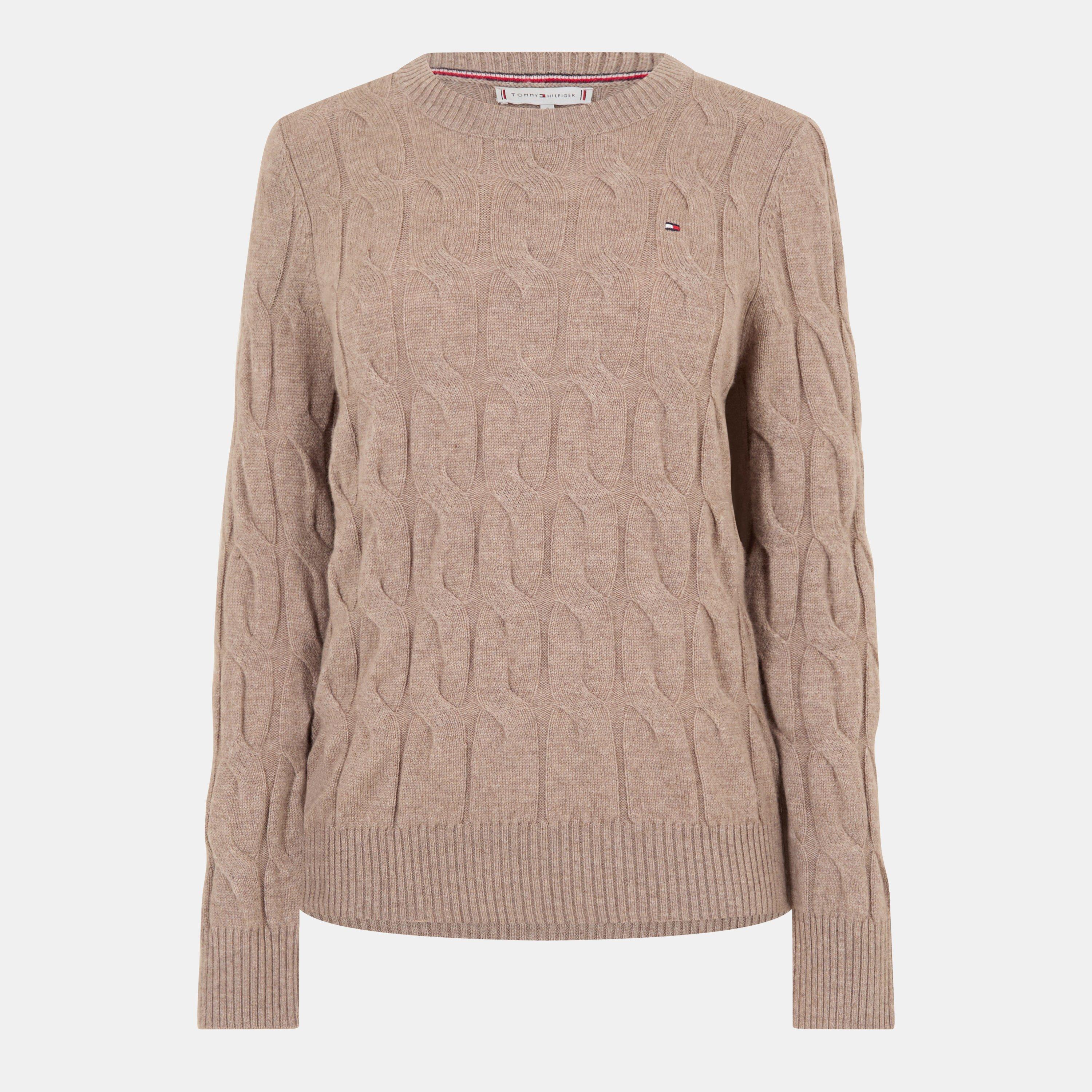 Tommy Hilfiger Women's Cable Knit Jumper - Heathered Taupe - Size 14 (L)