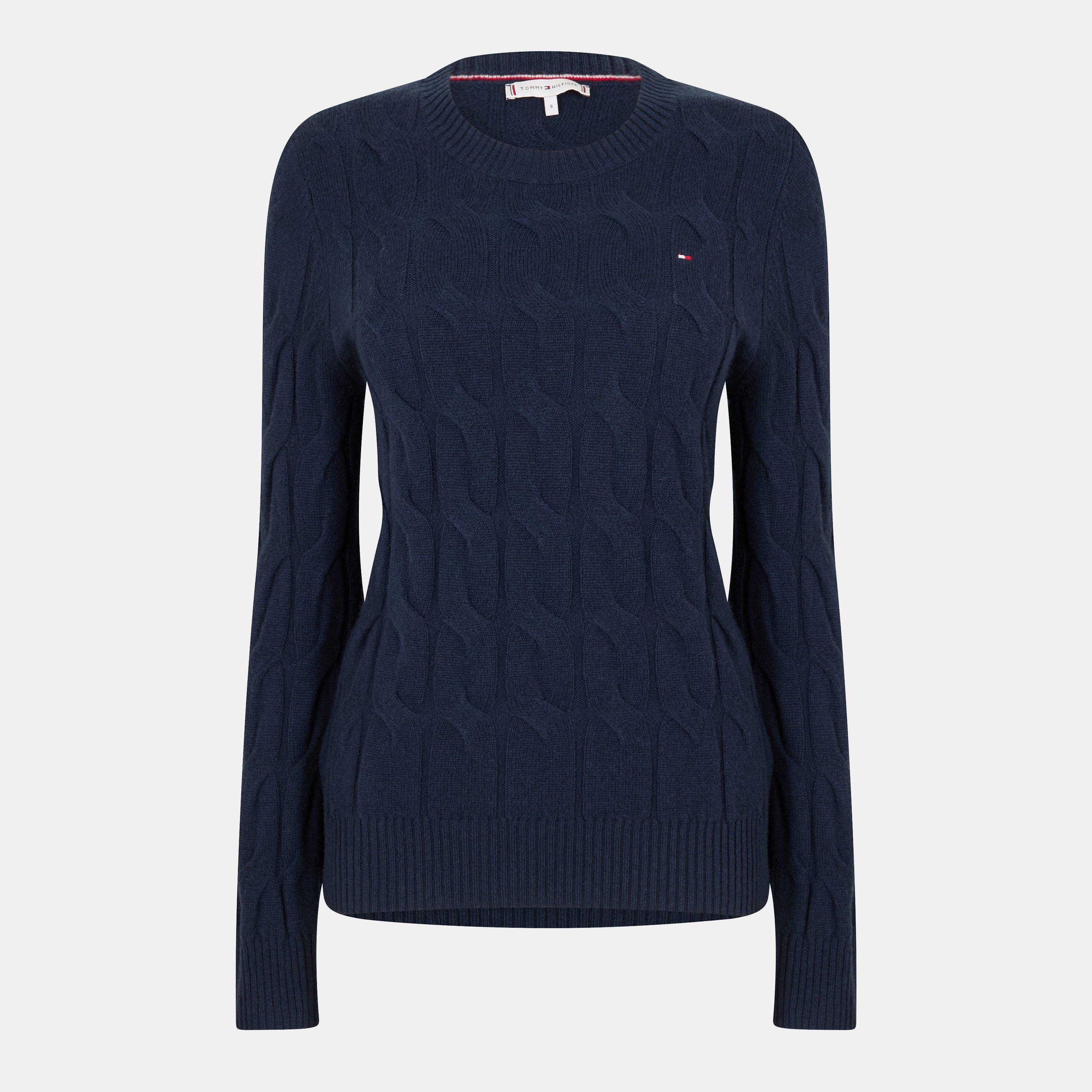 Tommy Hilfiger Women's Cable Knit Jumper - Dark Night Navy - Size 14 (L)