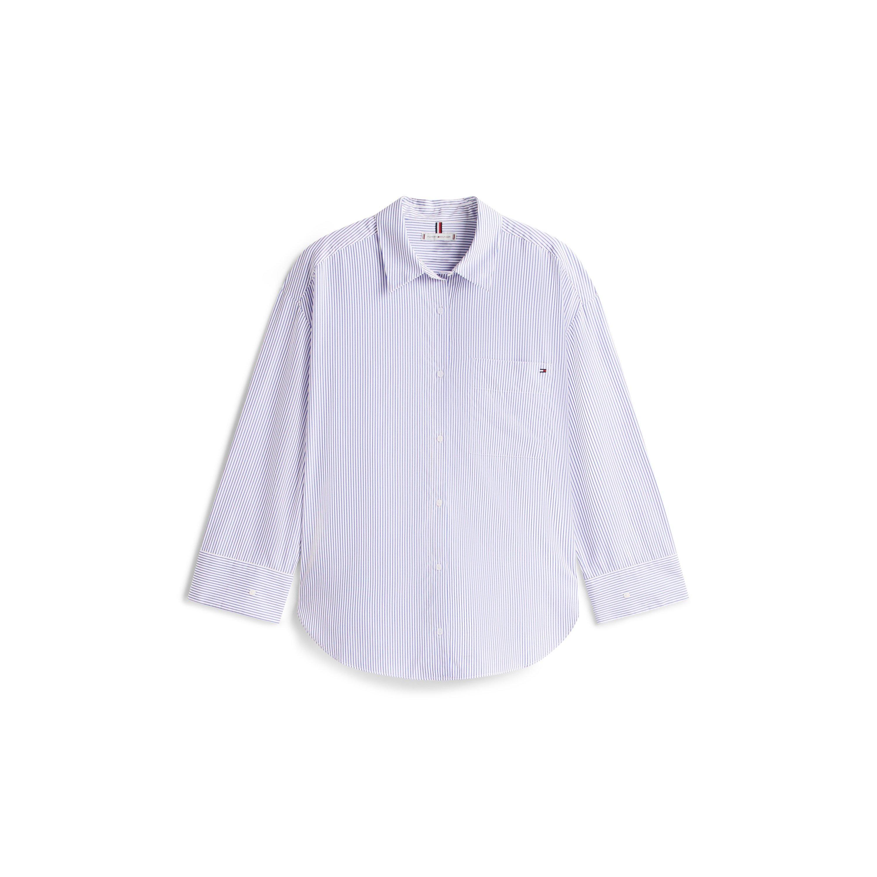 Tommy Hilfiger Women's Poplin Long Sleeve Shirt - Hugh Stp/ Blue - 10 (S)